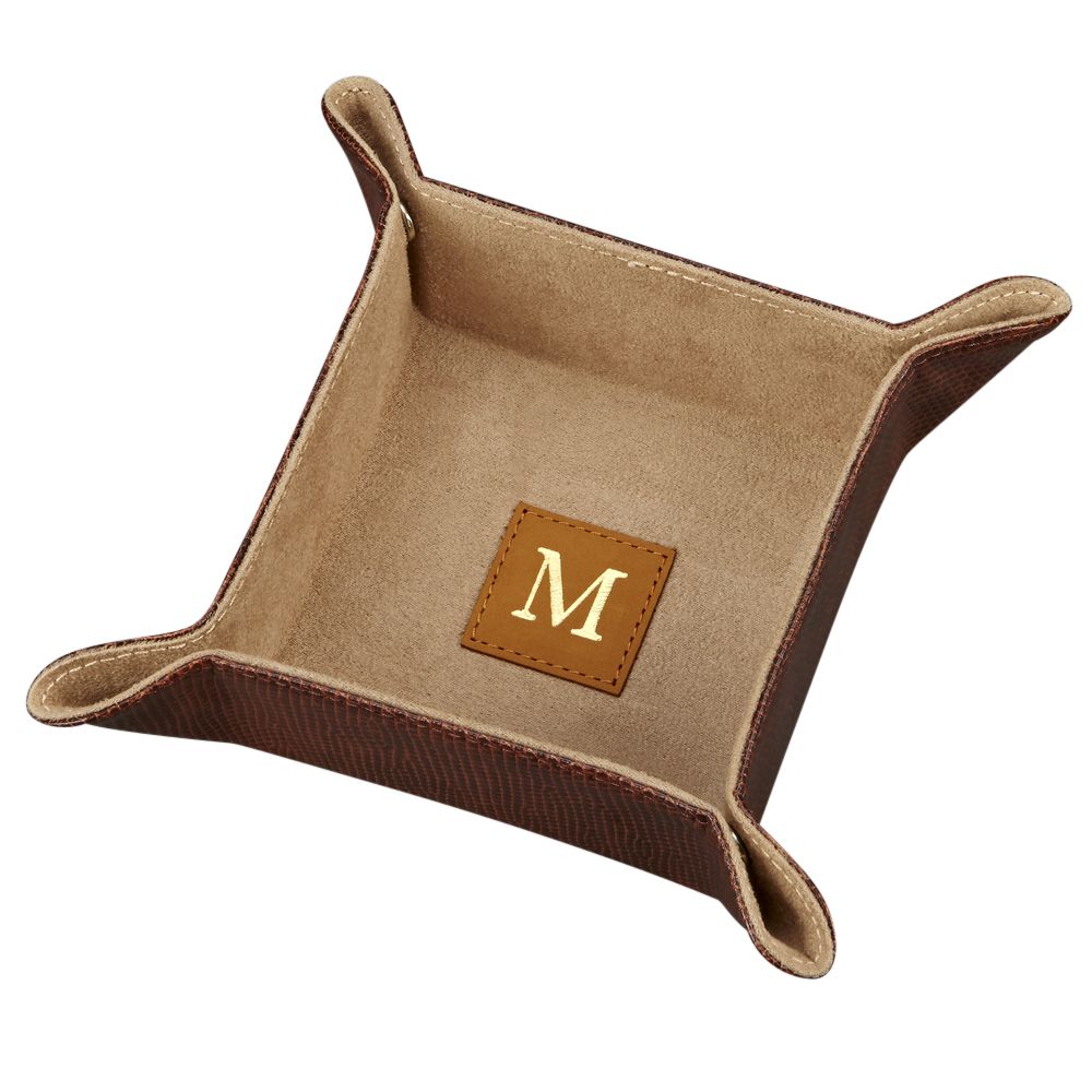 Brown leatherette snap tray - Item # 16107