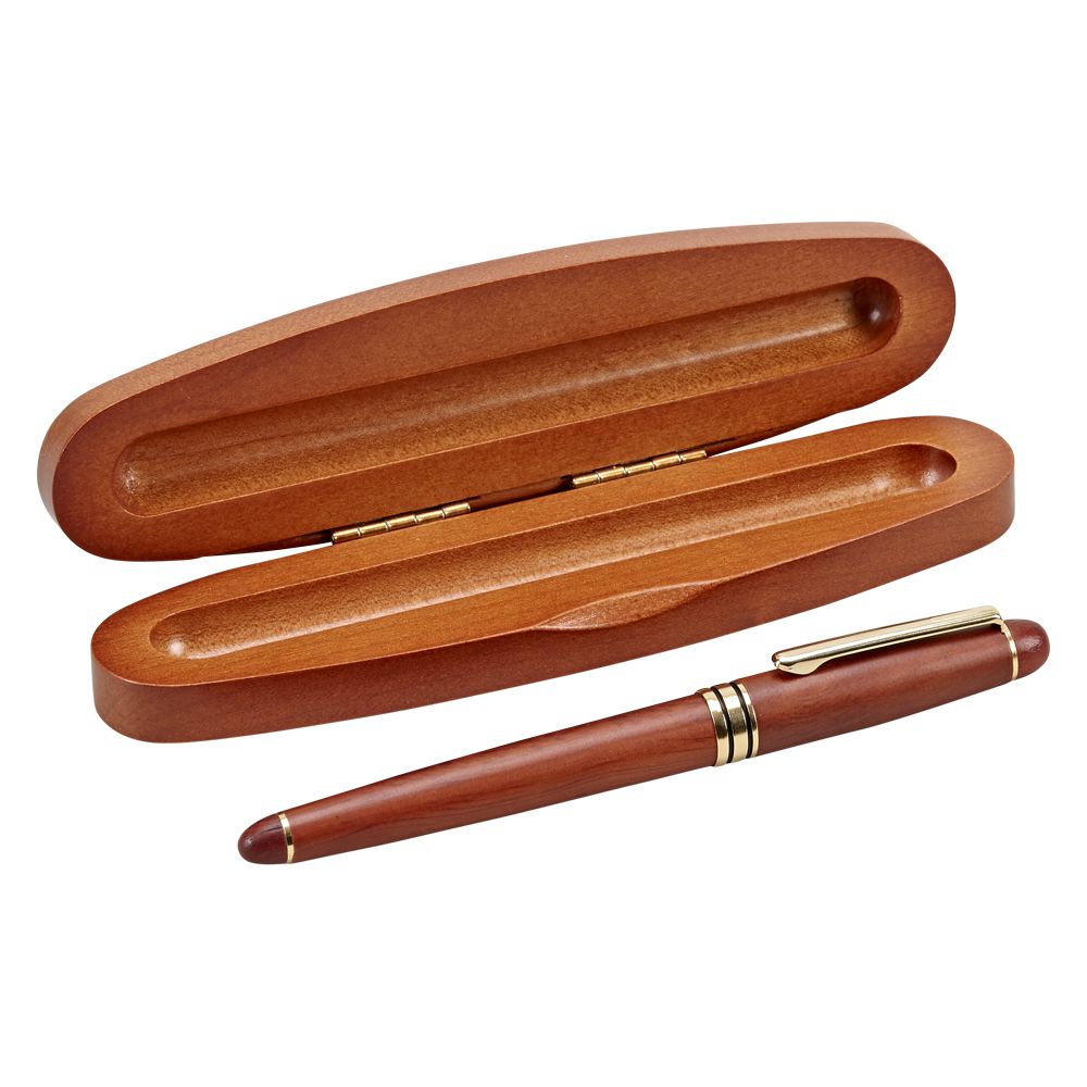 Oval wood box with pen - Item # 16109