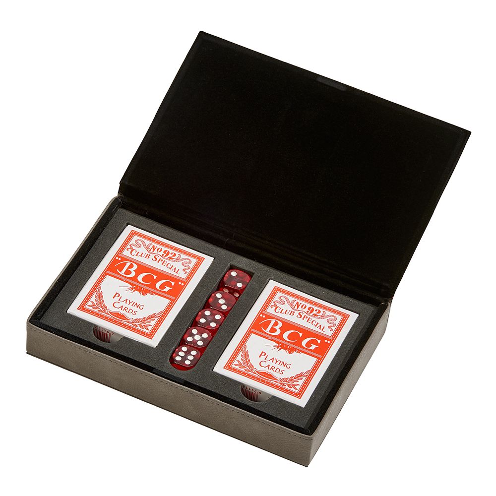 Leatherette 2 card deck set, grey 5" x 7.75" - Item # 16279