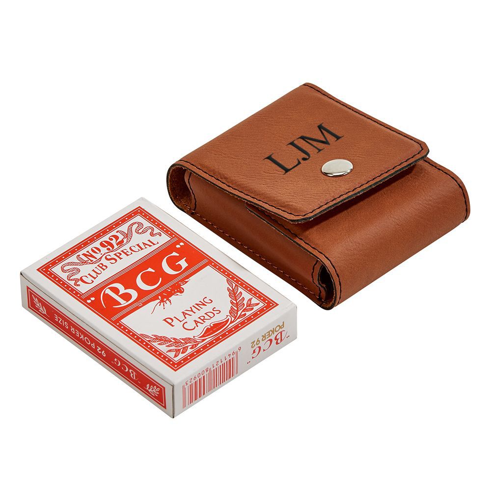 Leatherette playing cards case, caramel 3.75" - Item # 16295