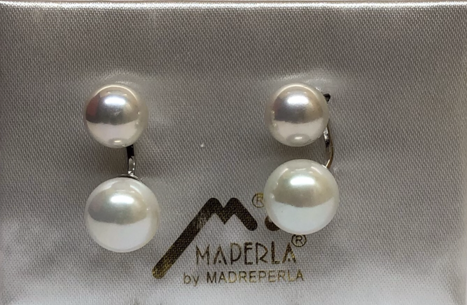 Earring mallorca pearls-rodio - Item # 16424