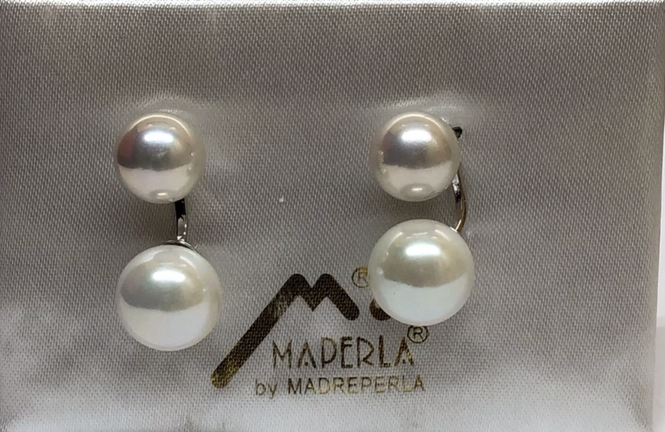 Earring mallorca pearls-rodio - Item # 16427