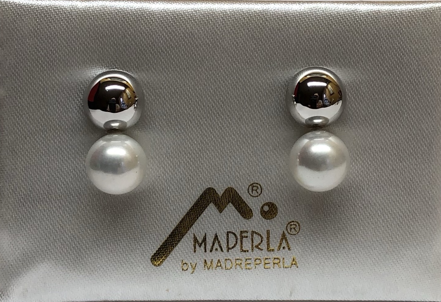 Earring mallorca pearls-rodio - Item # 16445