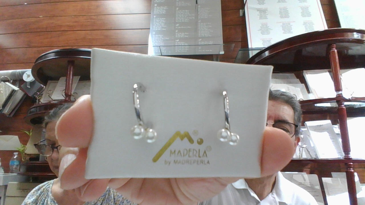 Earring mallorca pearls-rodio - Item # 16476