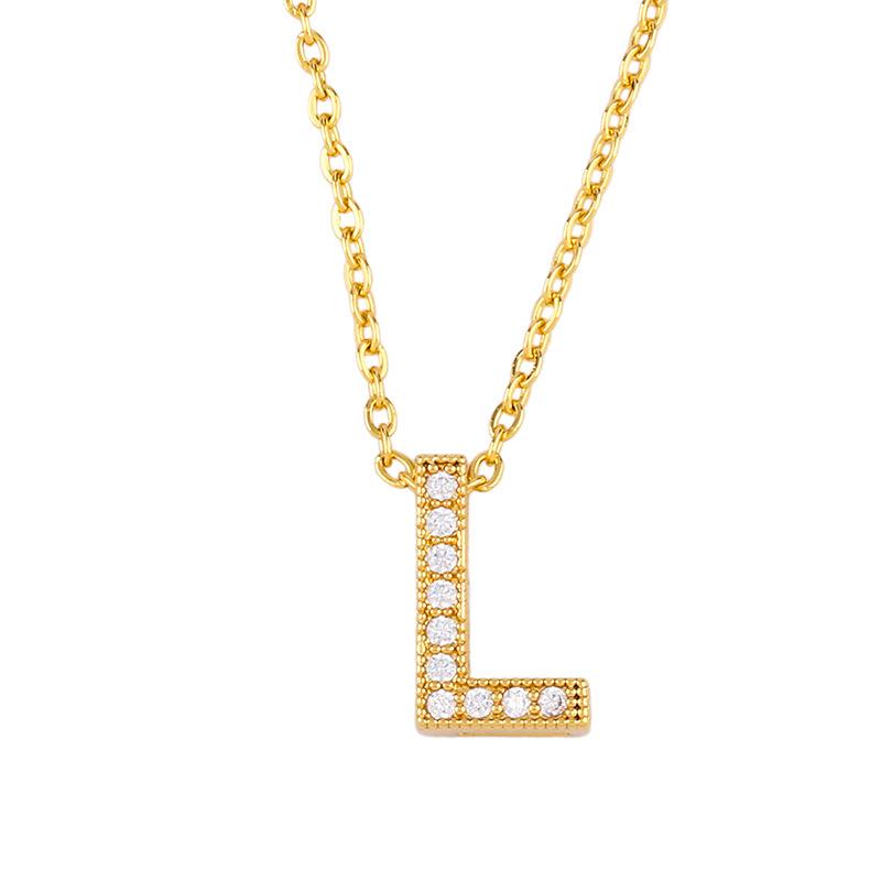 Initial l necklace diamond initial pendant couple necklace - Item # 16754