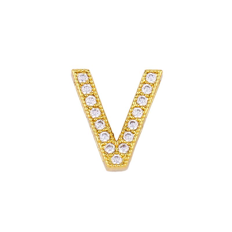 Initial v necklace diamond initial pendant couple necklace - Item # 16759
