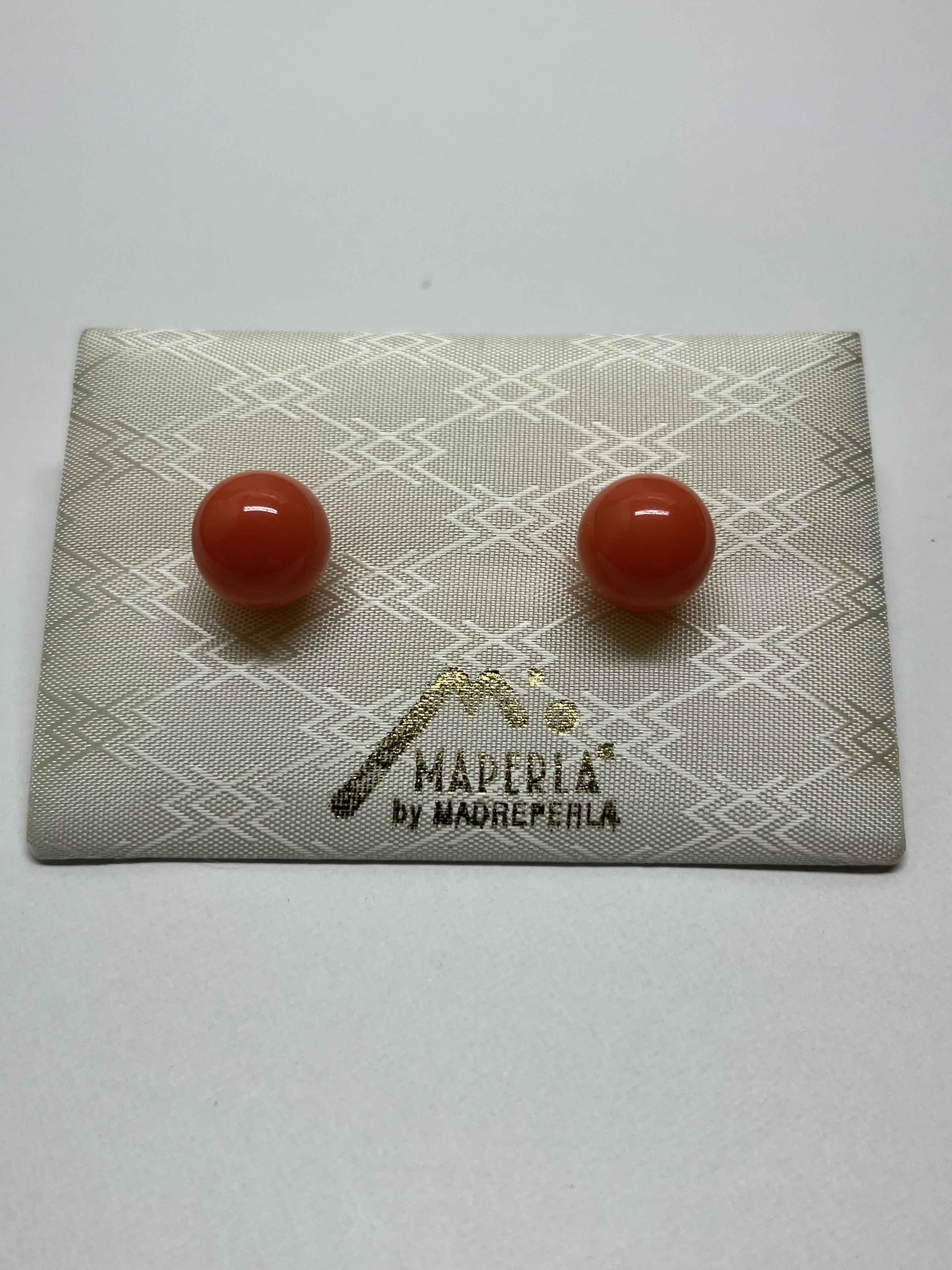 Earring 12mm gold coral mallorca pearls - Item # 16929