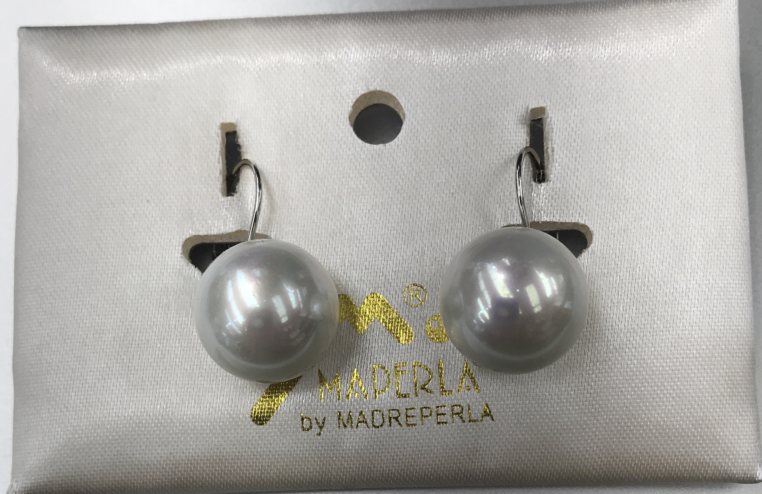 Earring 14mm rodio white ir mallorca pearls - Item # 16951