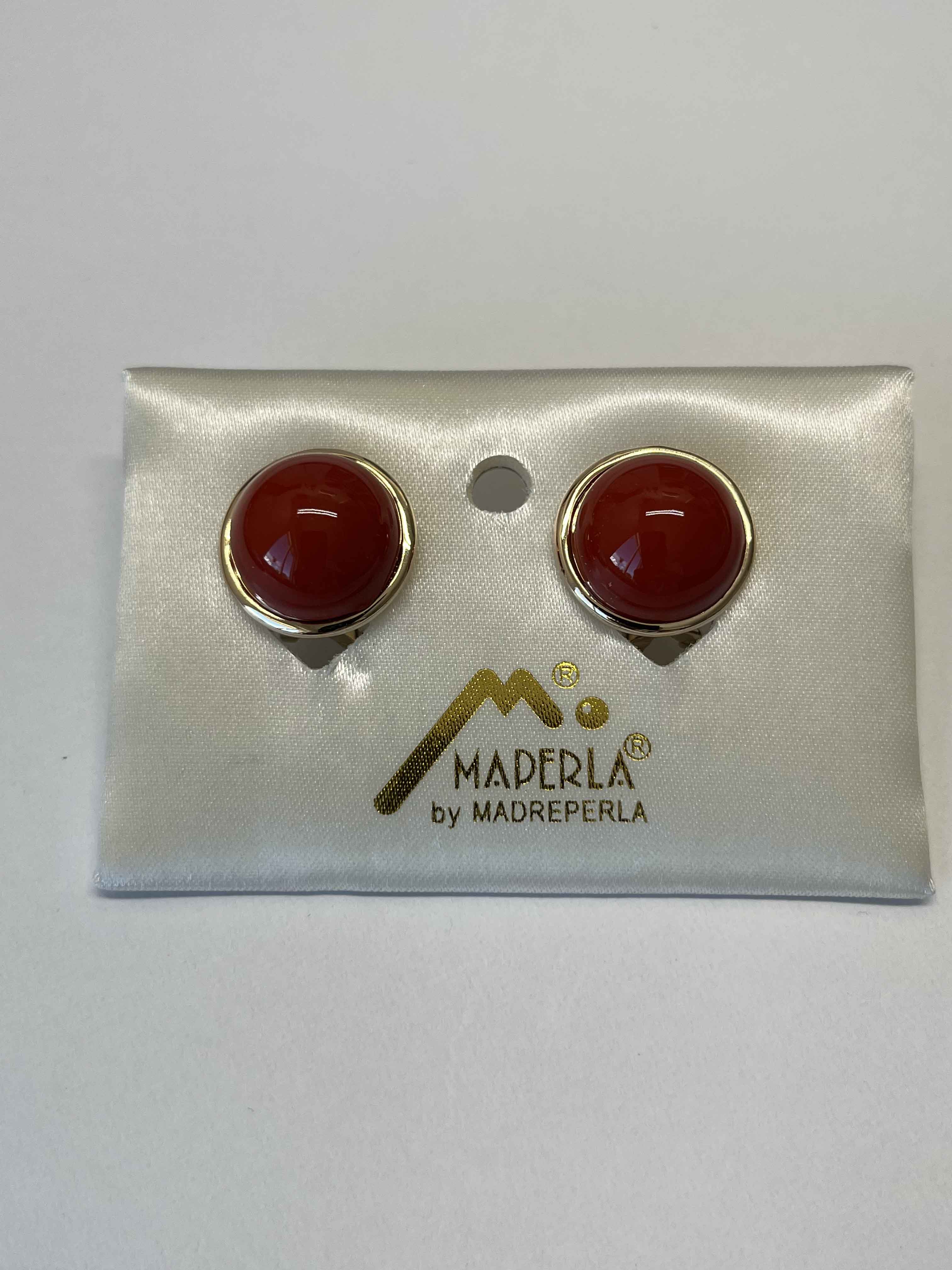 Earring 16mm gold red coral mallorca pearls - Item # 16969