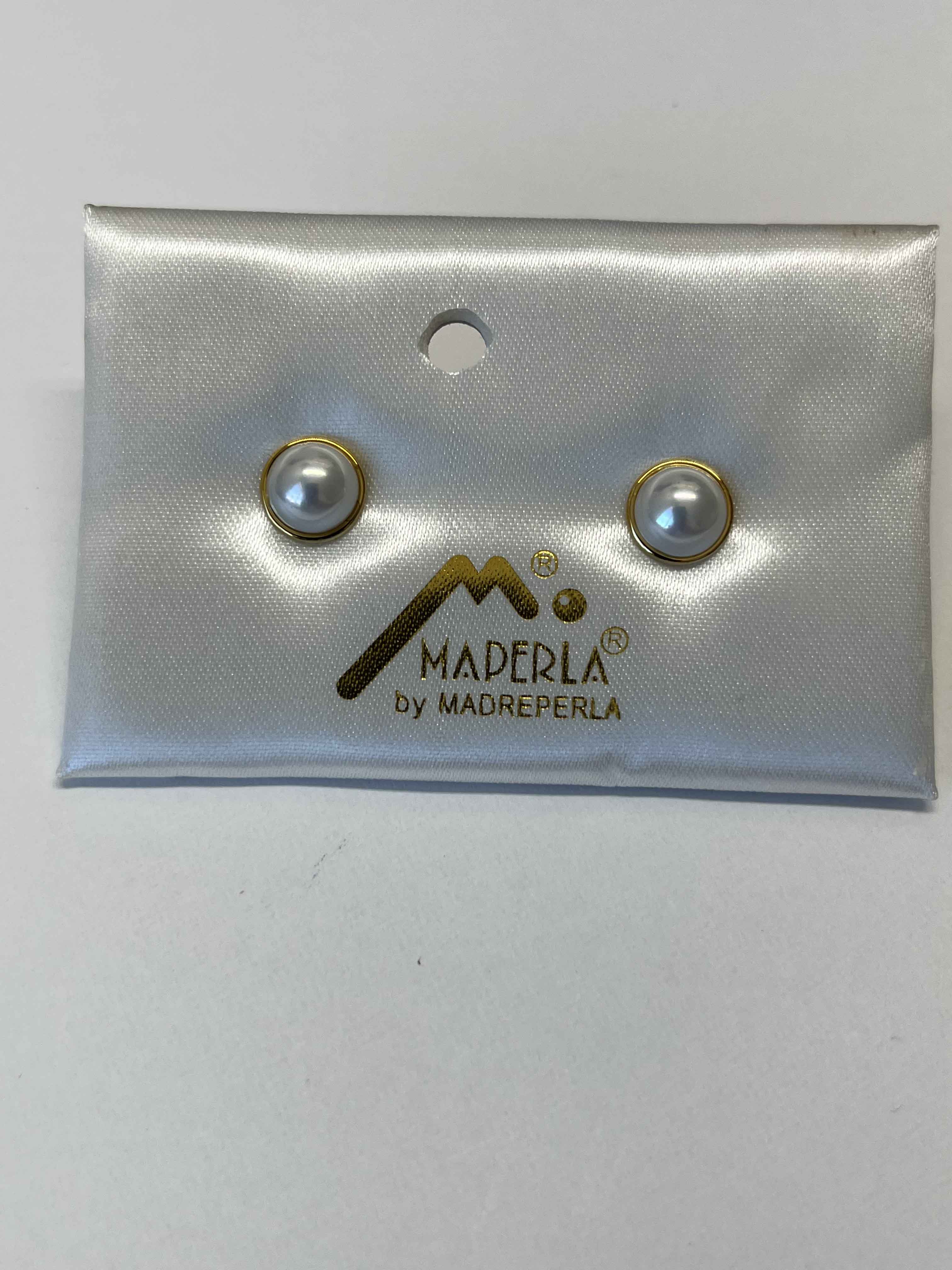 Earring 8mm gold white ir mallorca pearls - Item # 16976