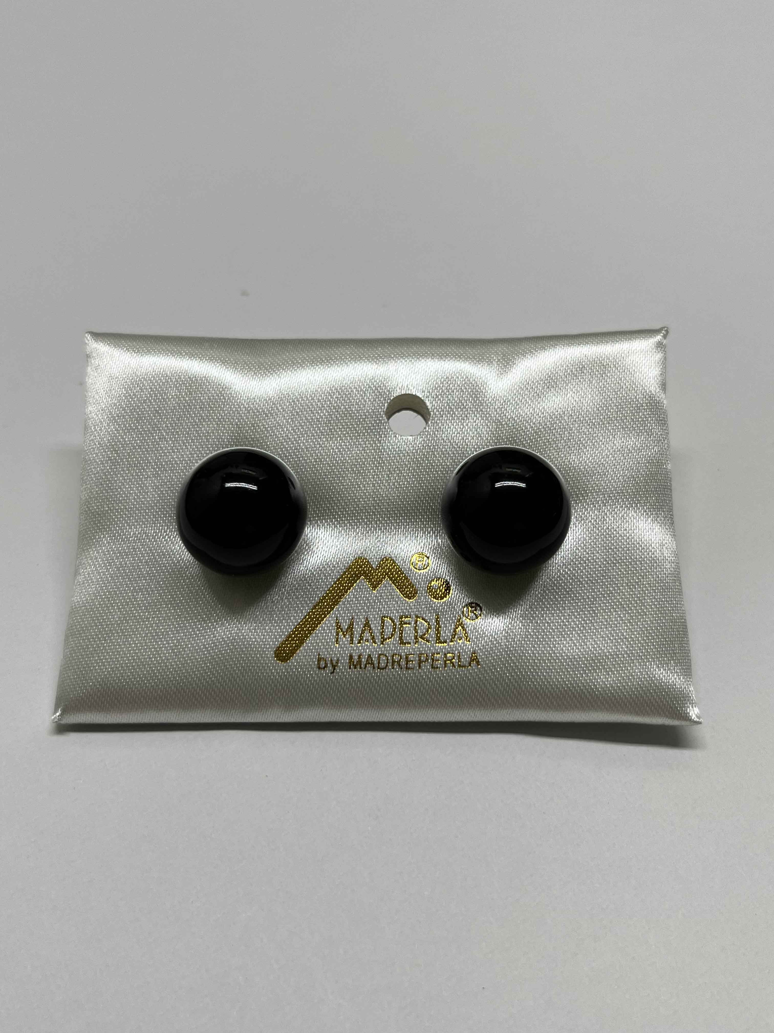 Earring 16mm mallorca pearls black - Item # 17101