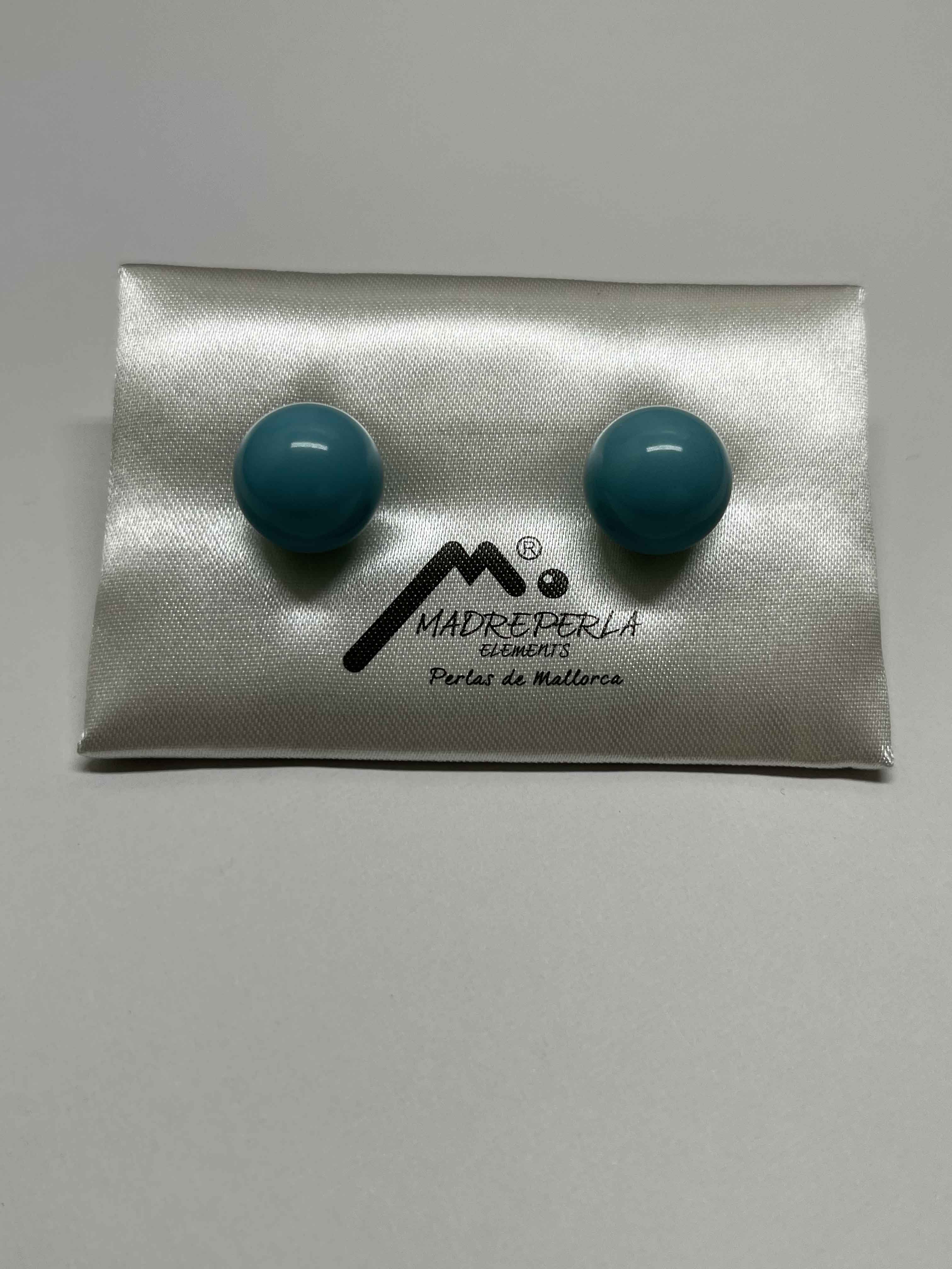 Earring 14mm mallorca pearls turquoise - Item # 17118