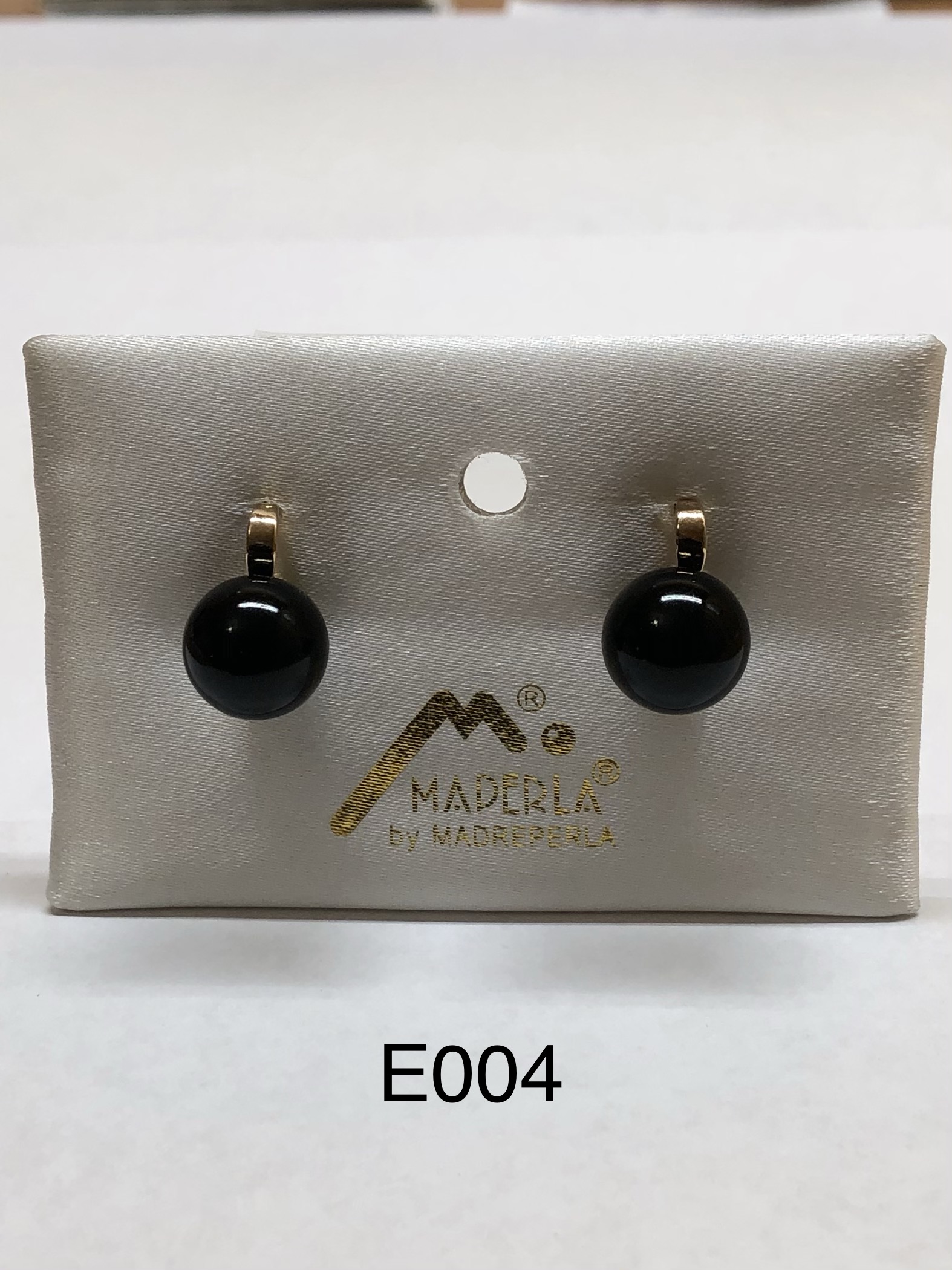 Earring 16mm mallorca pearls black - Item # 17168