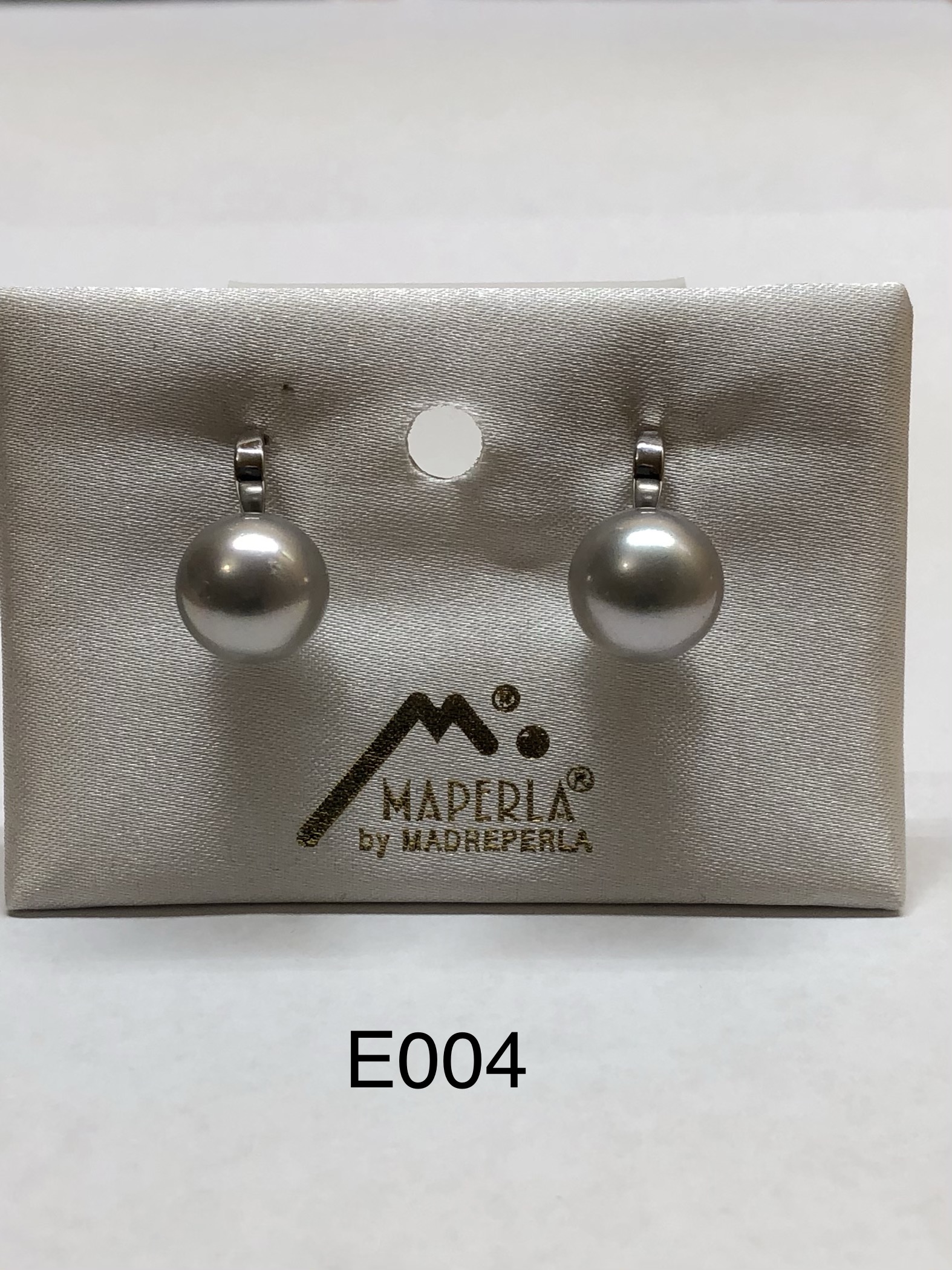 Earring 16mm mallorca pearls light grey ir - Item # 17191