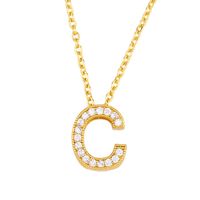 Initial c necklace diamond initial pendant couple necklace - Item # 17396