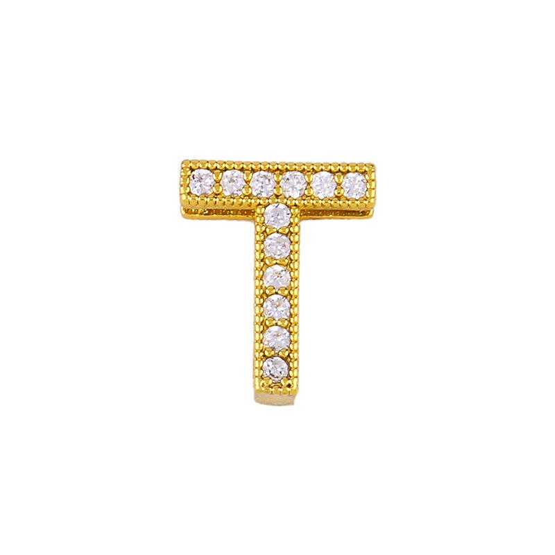 Initial t necklace diamond letter pendant couple necklace - Item # 17399