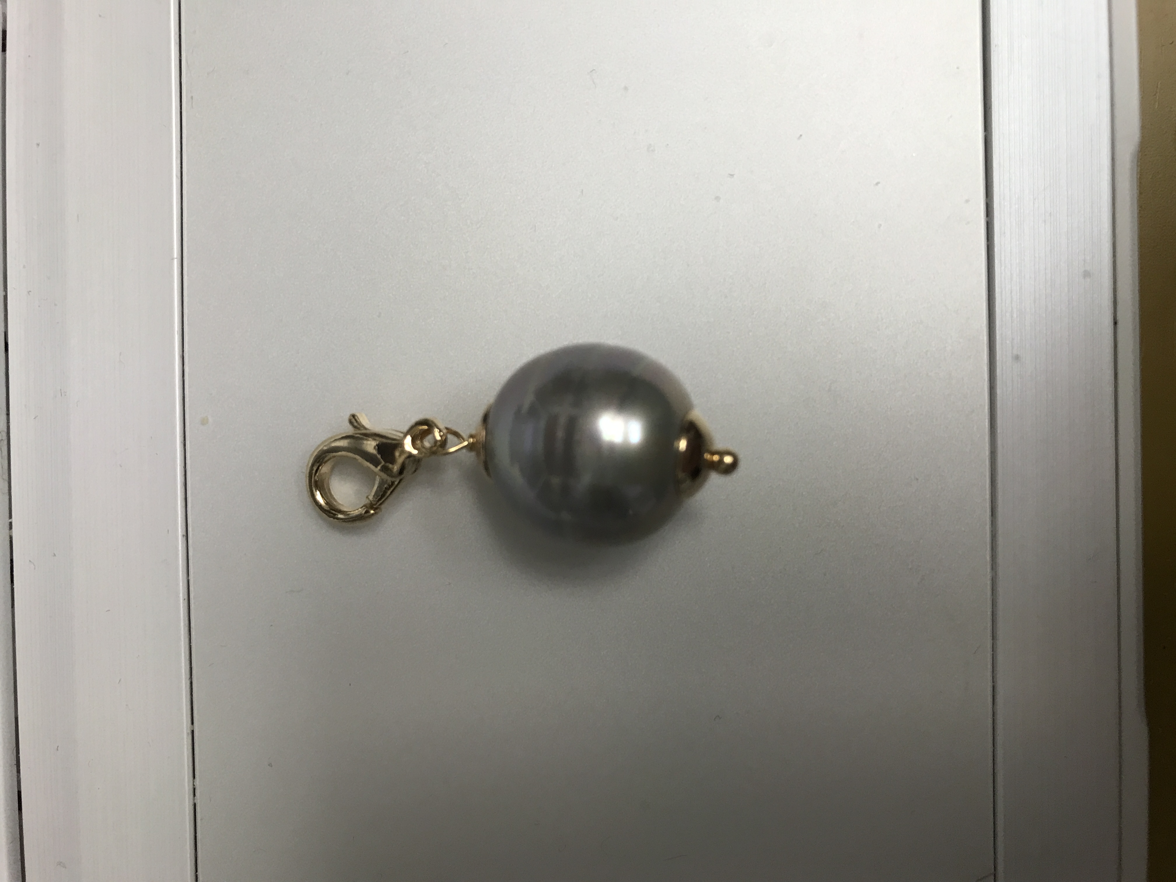 Pendant mallorca pearls 16 mm light grey barrocco - Item # 17635