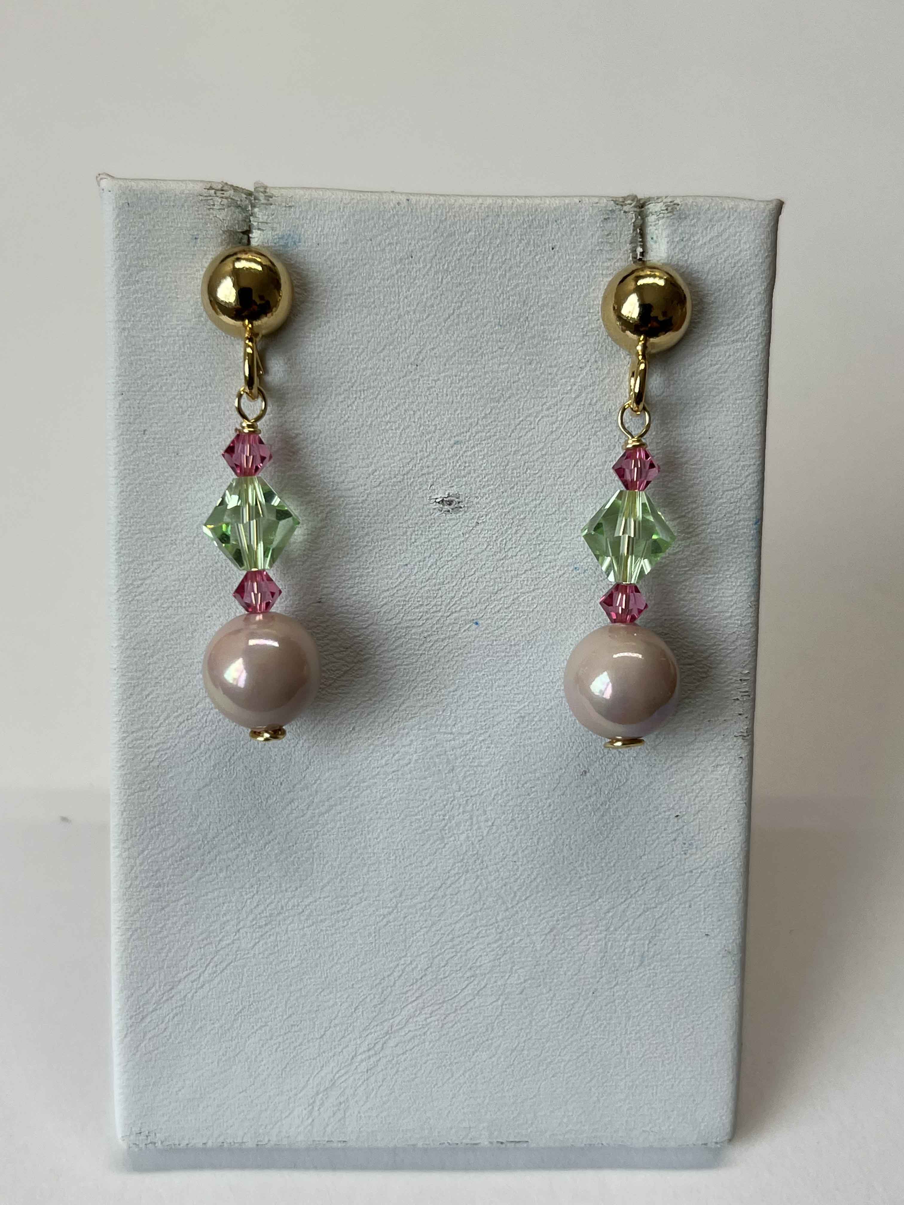 Earrings mallorca pearls gold plated with swarovski cristal - Item # 18242