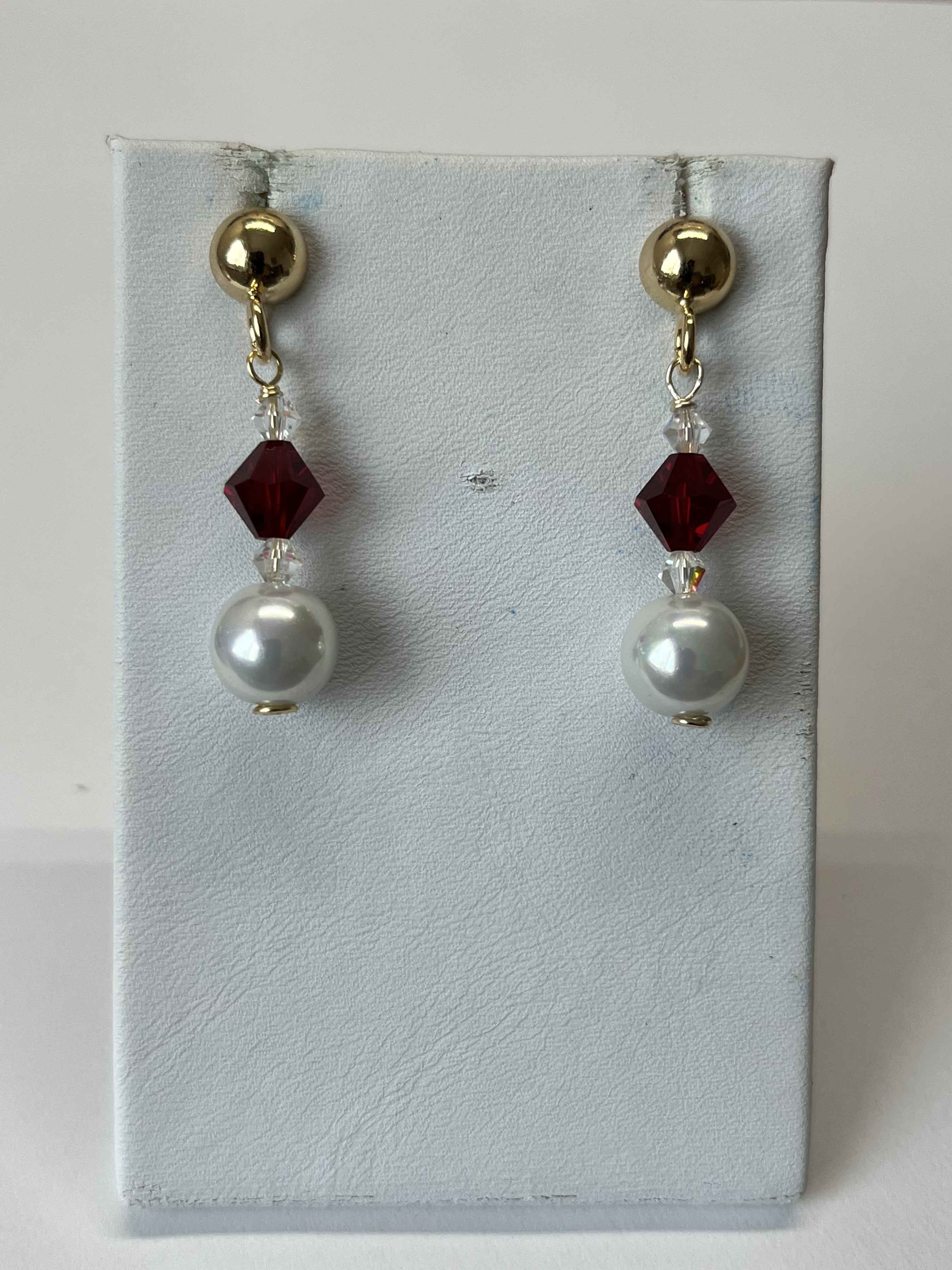 Earrings mallorca pearls gold plated with swarovski cristal - Item # 18243