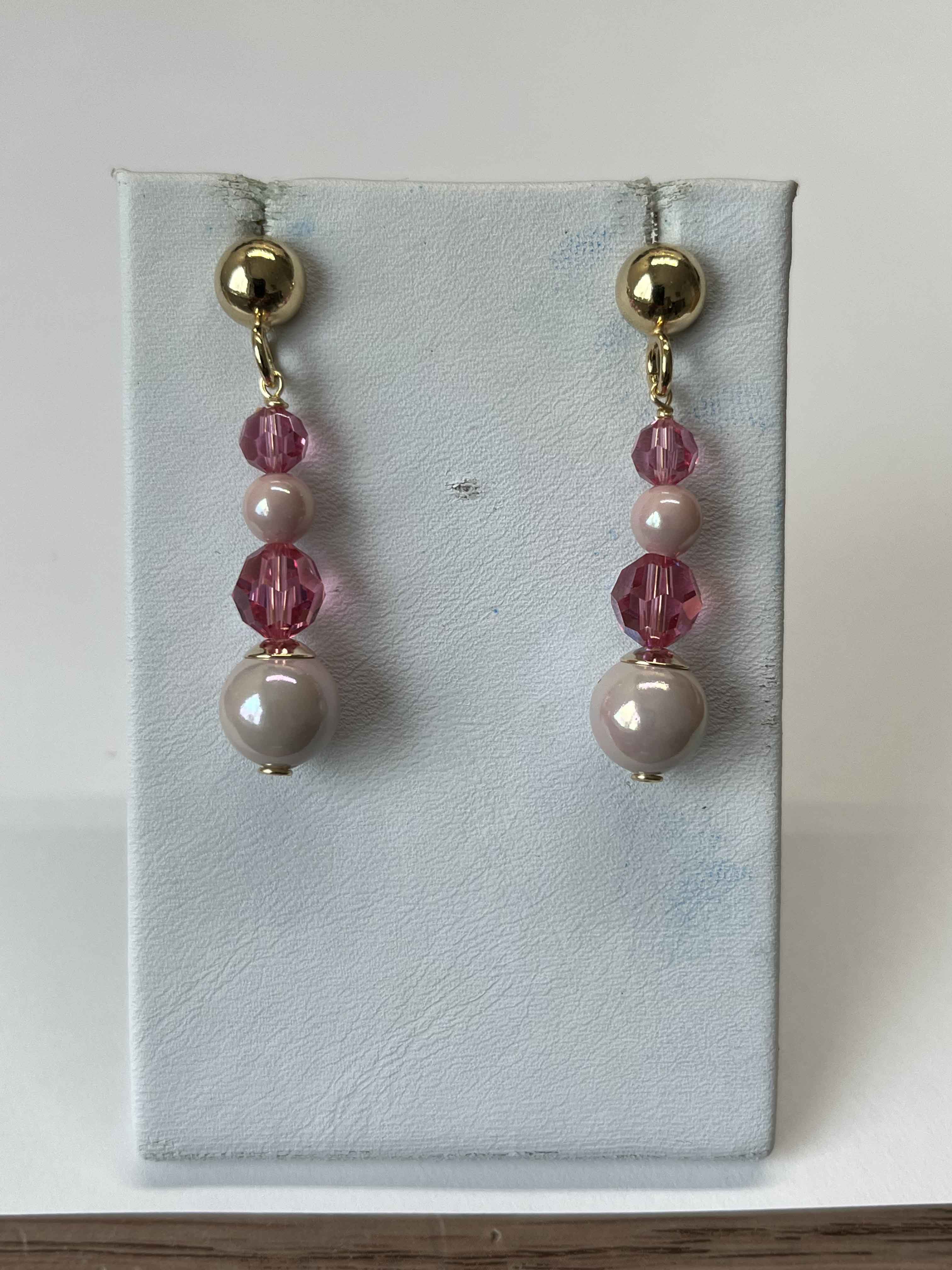 Earrings mallorca pearls gold plated with swarovski cristal - Item # 18247