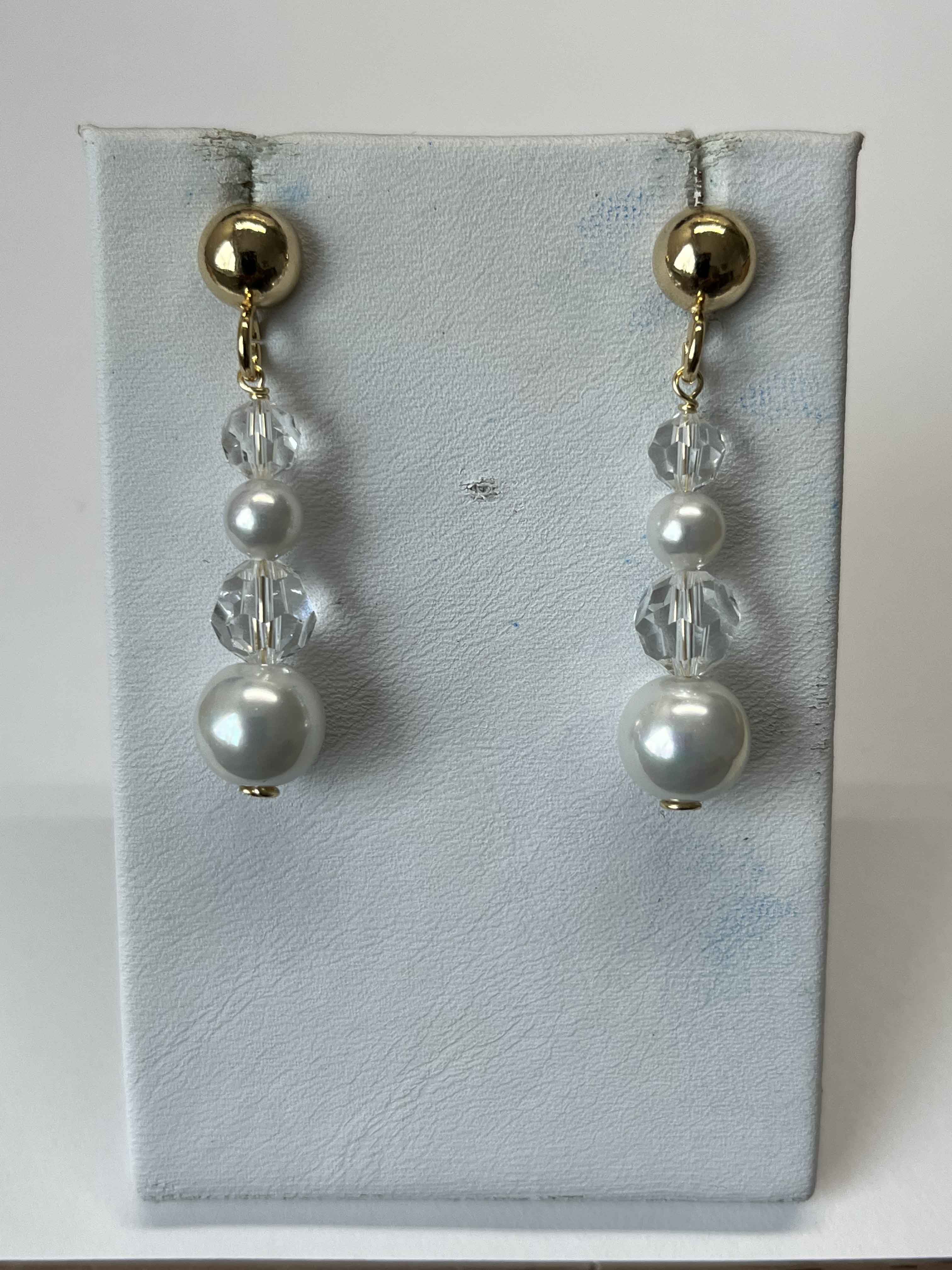 Earrings mallorca pearls gold plated with swarovski cristal - Item # 18249