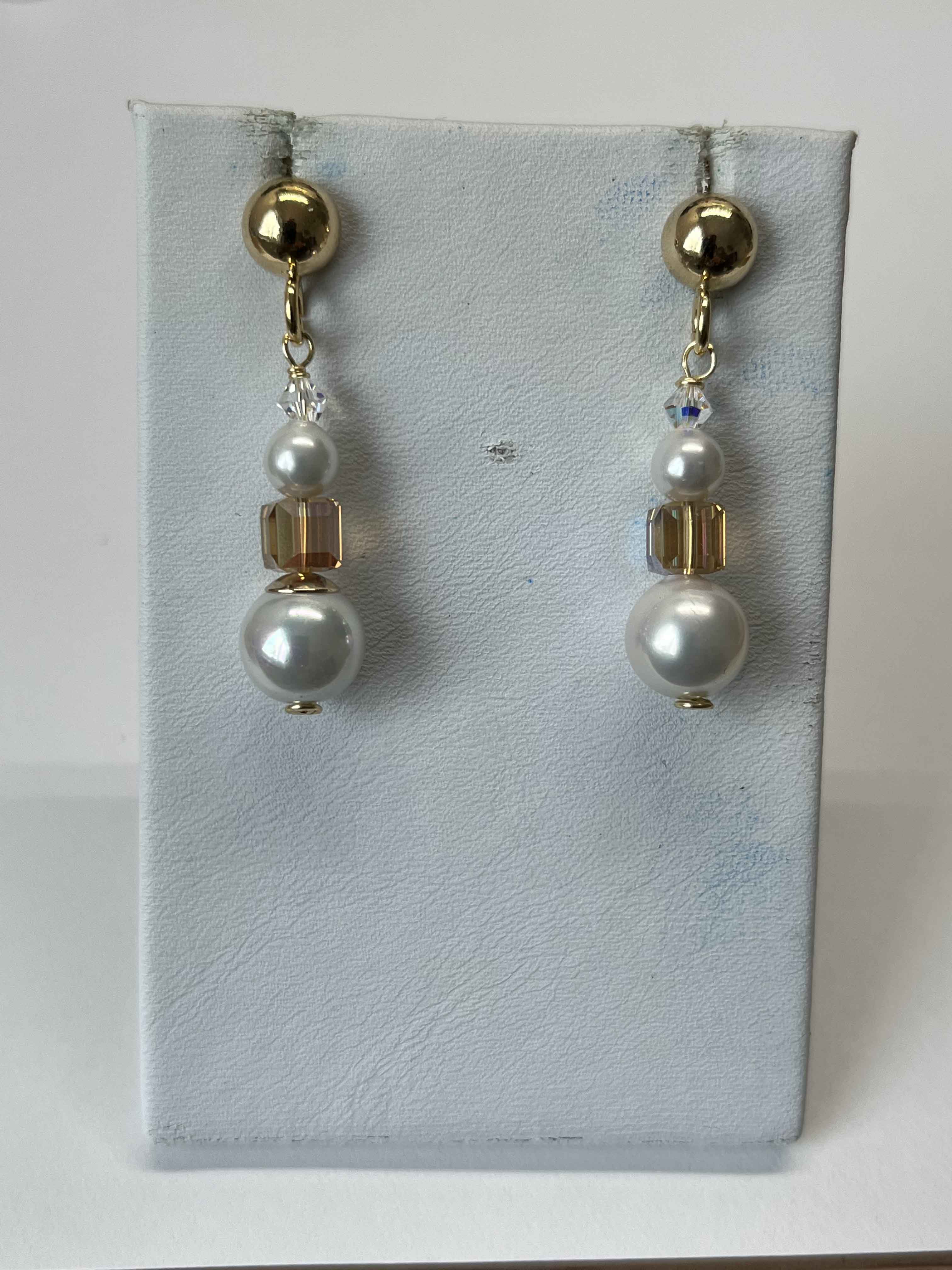 Earrings mallorca pearls gold plated with swarovski cristal - Item # 18251