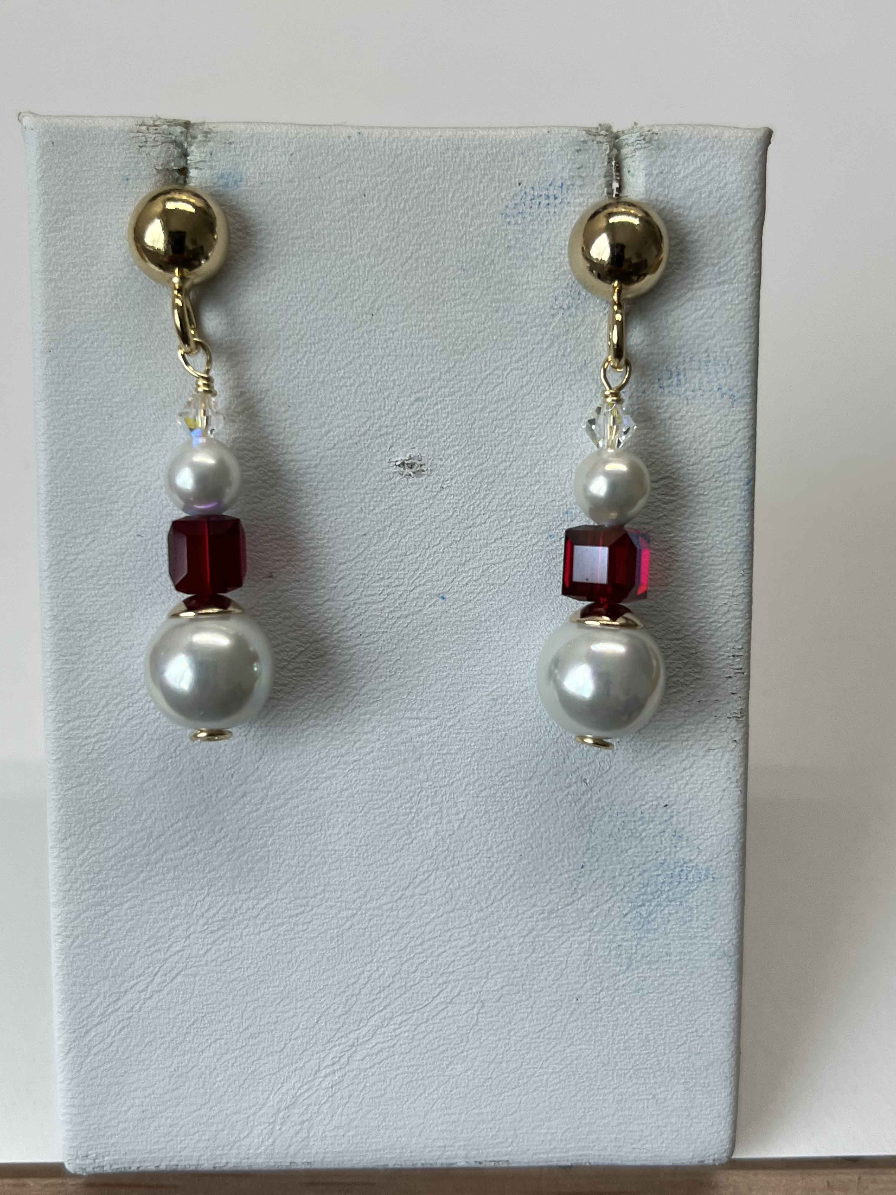 Earrings mallorca pearls gold plated with swarovski cristal - Item # 18252