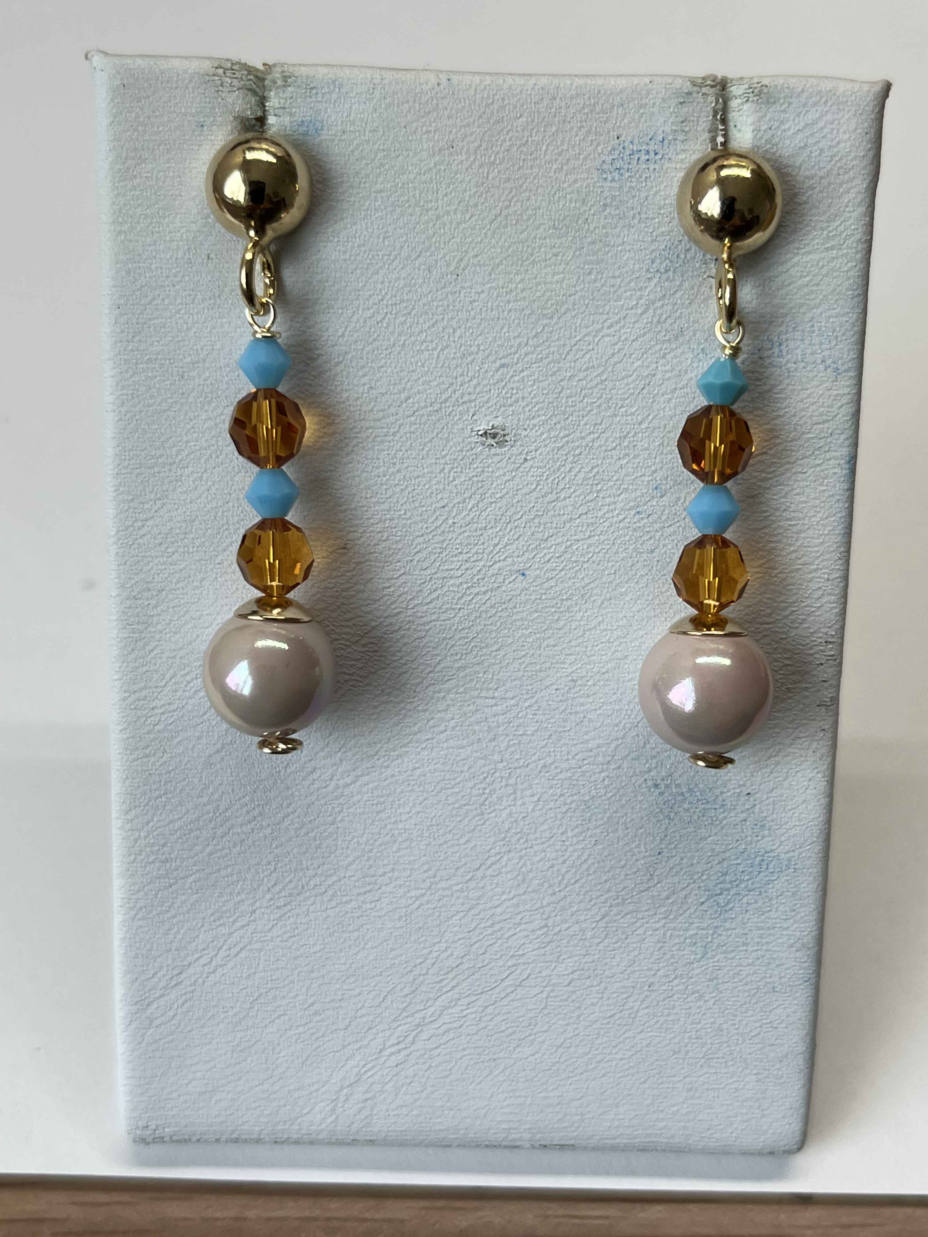 Earrings mallorca pearls gold plated with swarovski cristal - Item # 18264