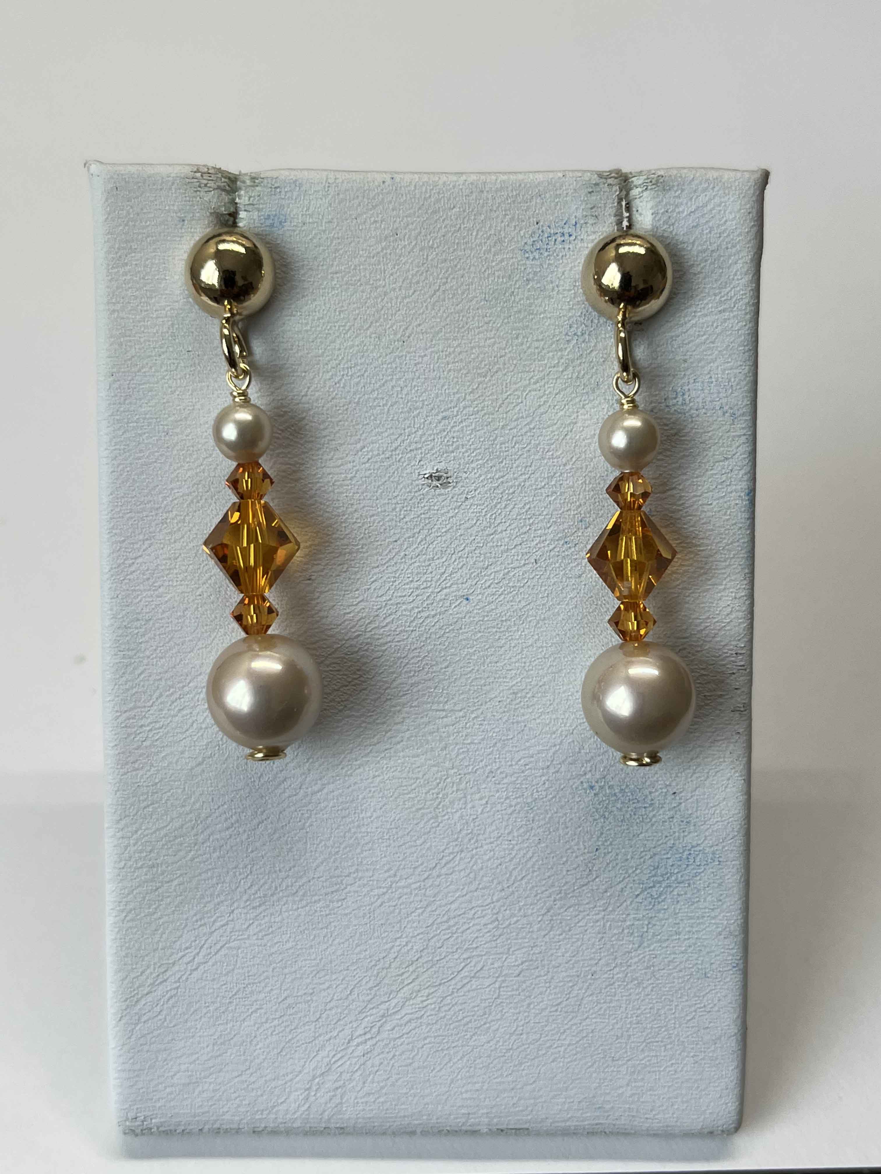 Earrings mallorca pearls gold plated with swarovski cristal - Item # 18266