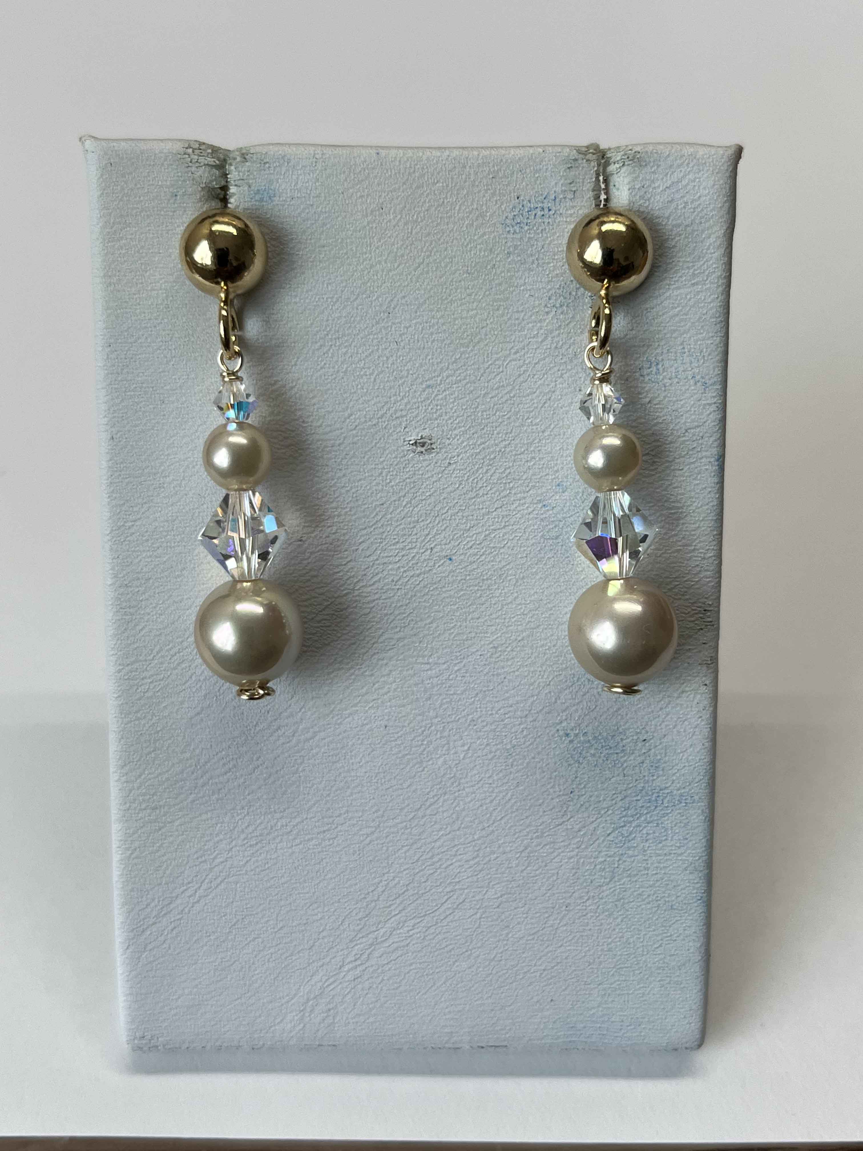 Earrings mallorca pearls gold plated with swarovski cristal - Item # 18273