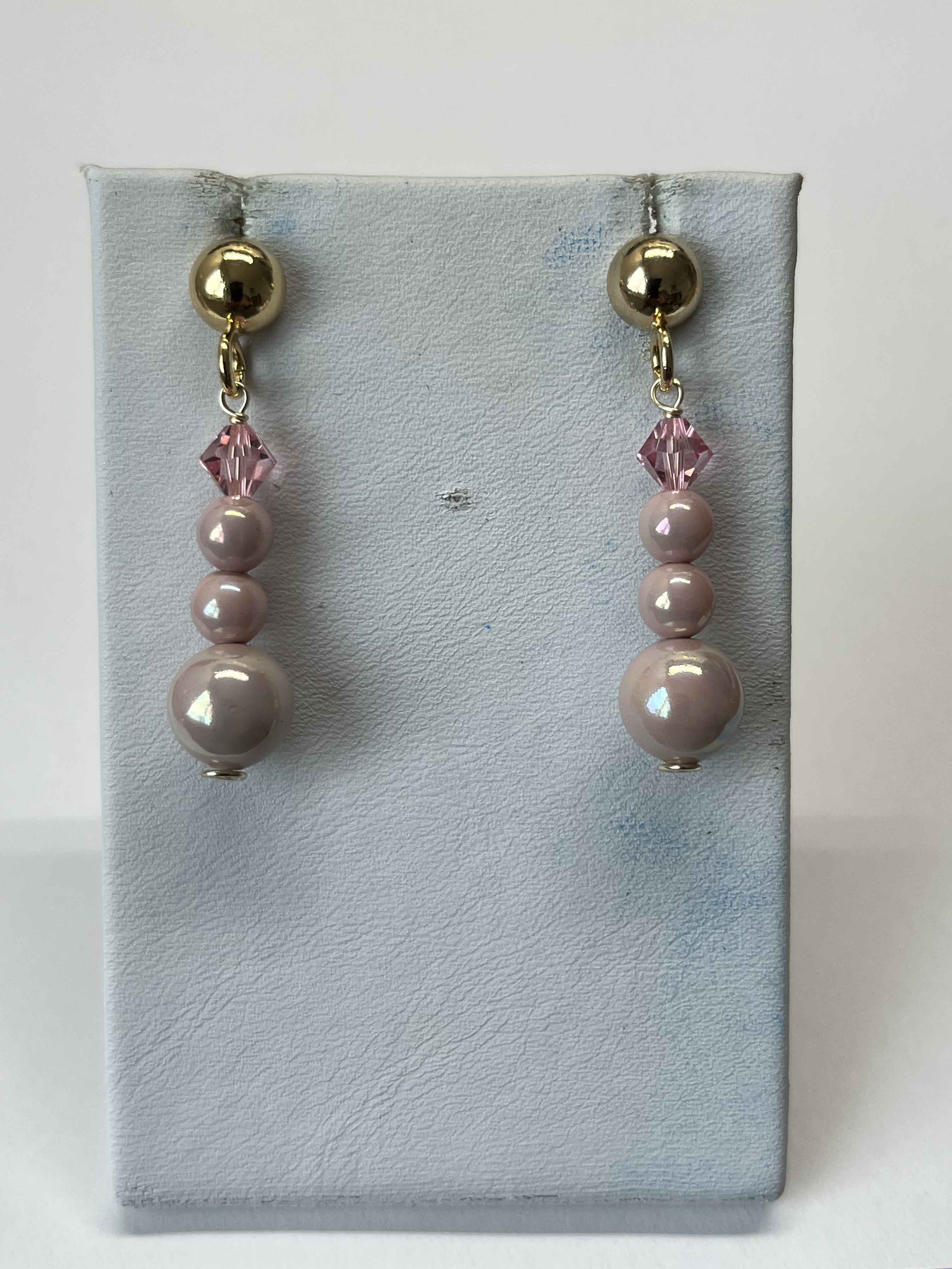 Earrings mallorca pearls gold plated with swarovski cristal - Item # 18280