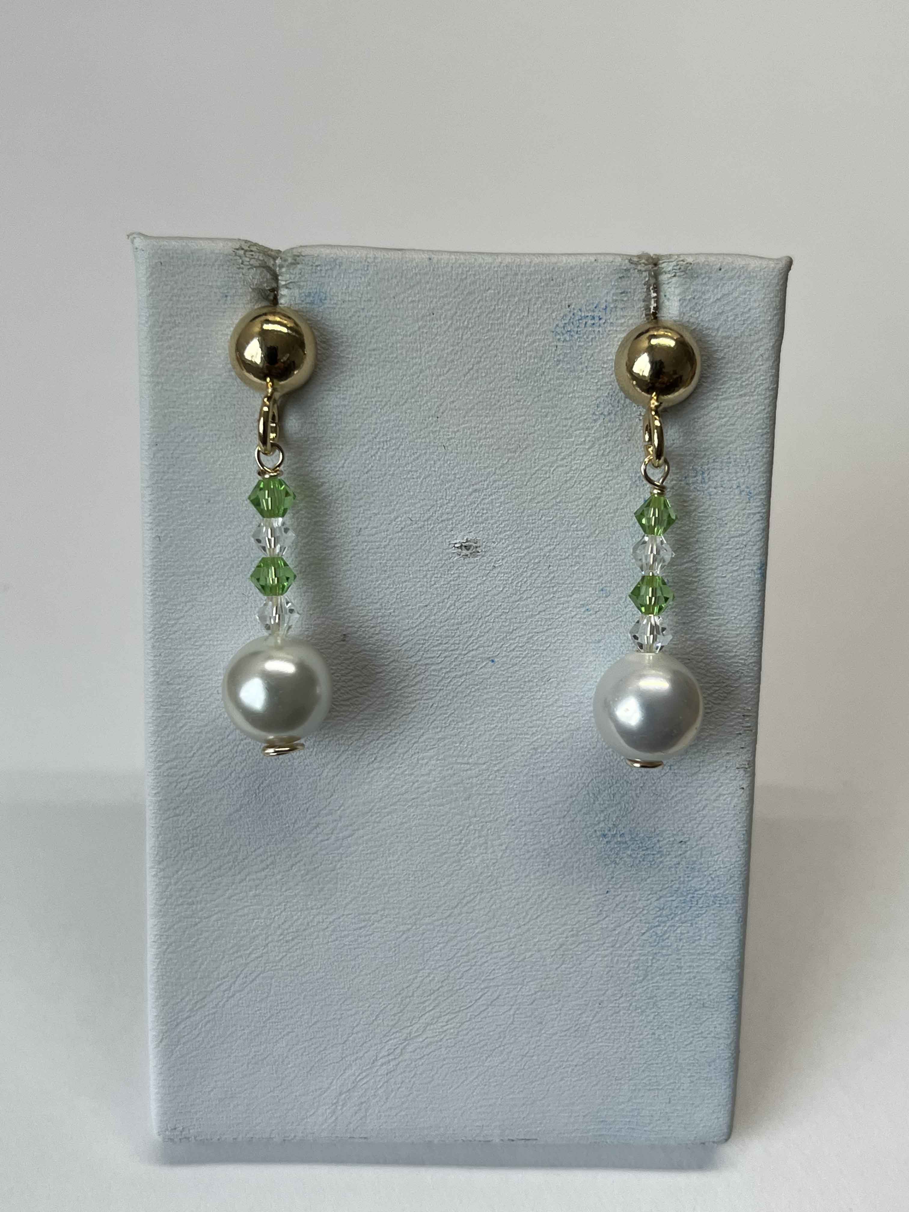 Earrings mallorca pearls gold plated with swarovski cristal - Item # 18284