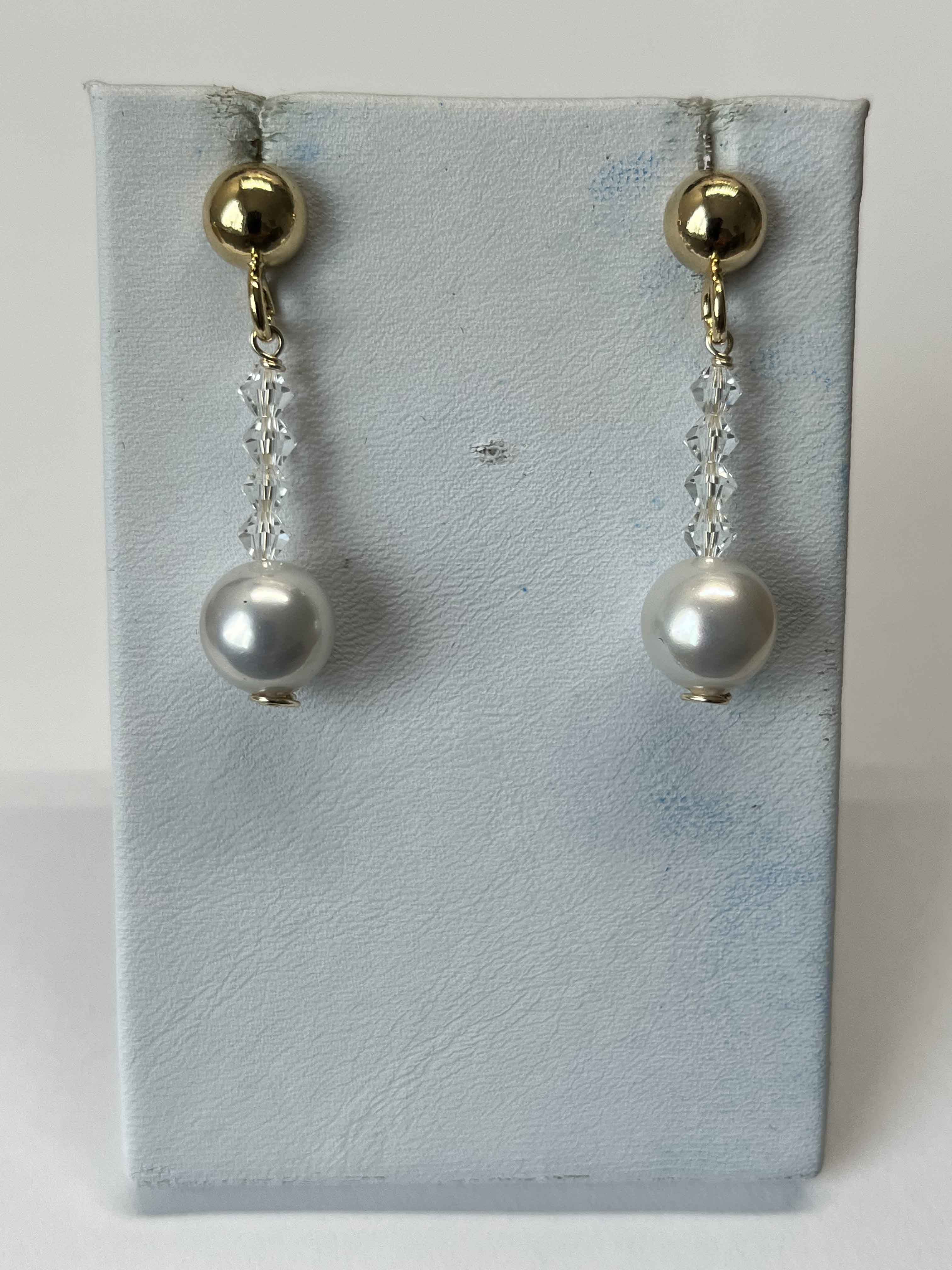 Earrings mallorca pearls gold plated with swarovski cristal - Item # 18285