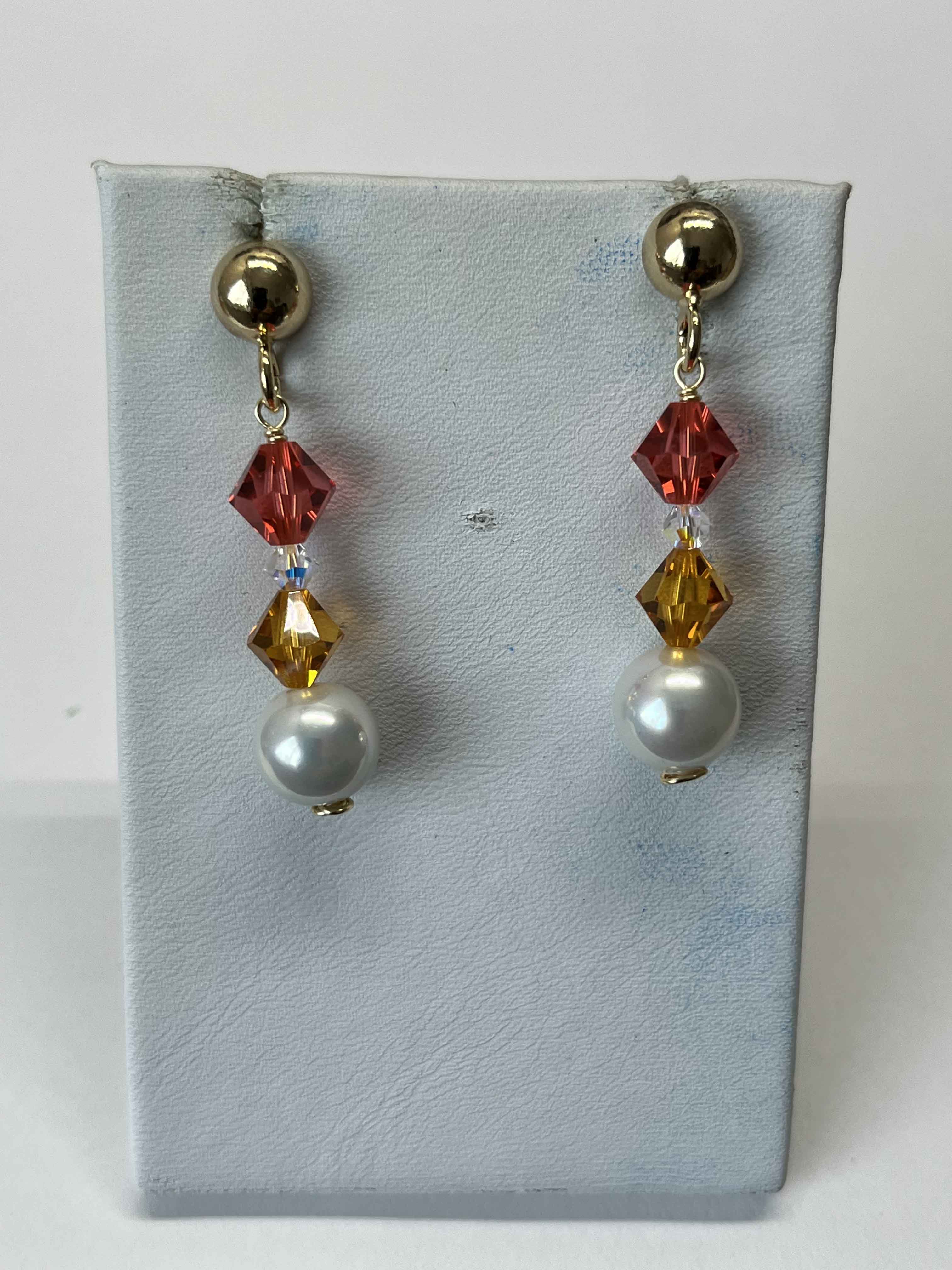 Earrings mallorca pearls gold plated with swarovski cristal - Item # 18286