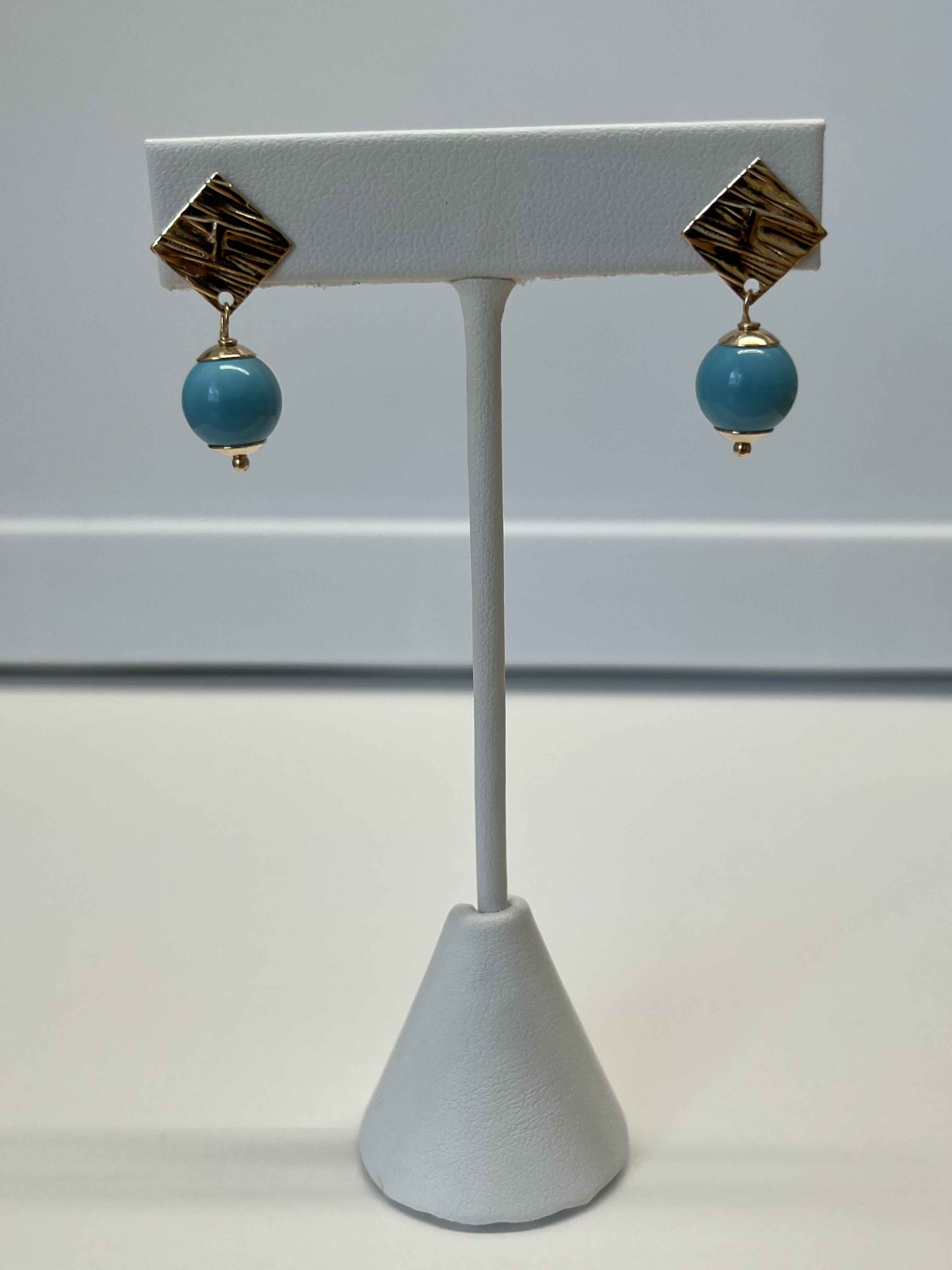 Earrings mallorca pearls gold plated turquoise - Item # 18300