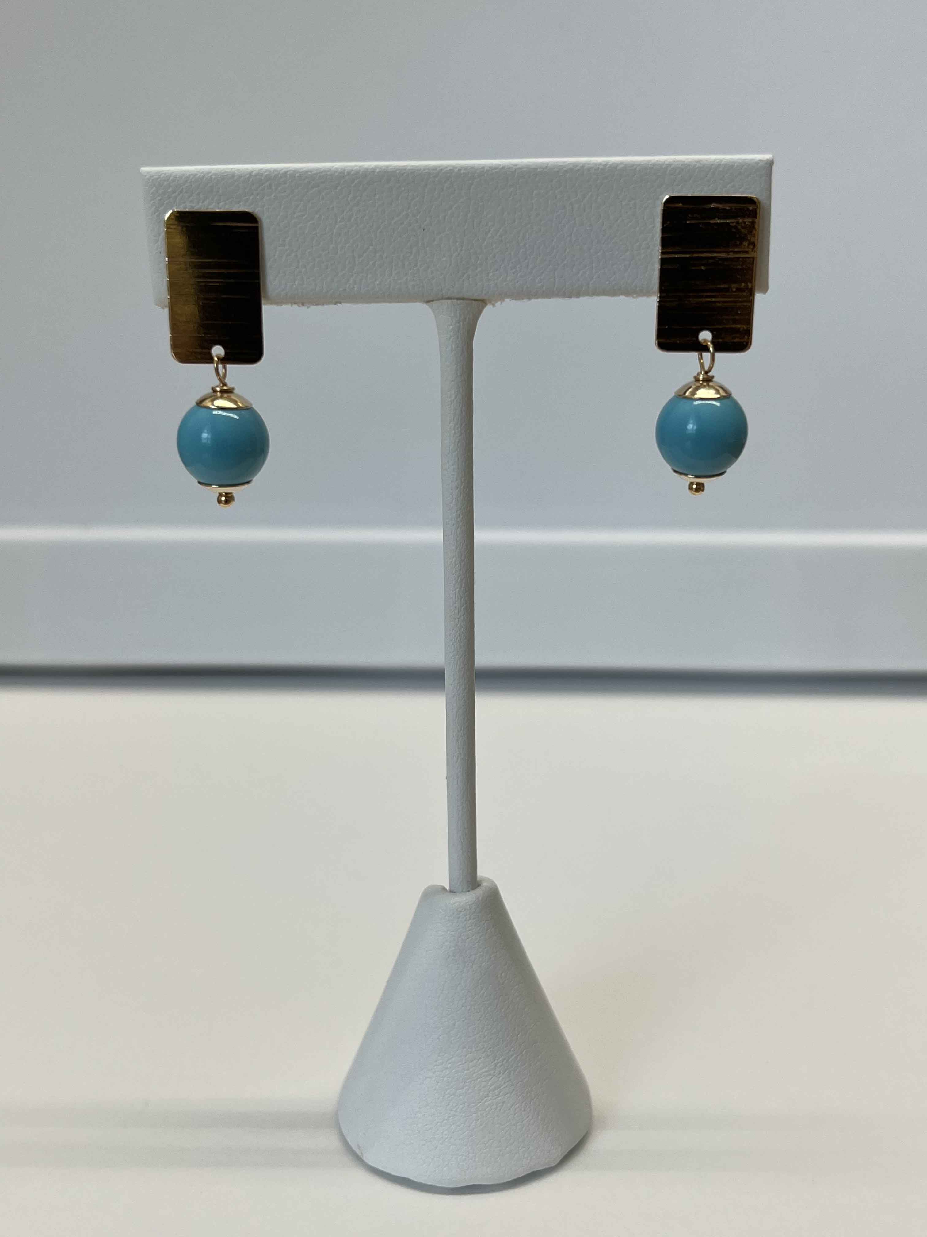 Earrings mallorca pearls gold plated turquoise - Item # 18303