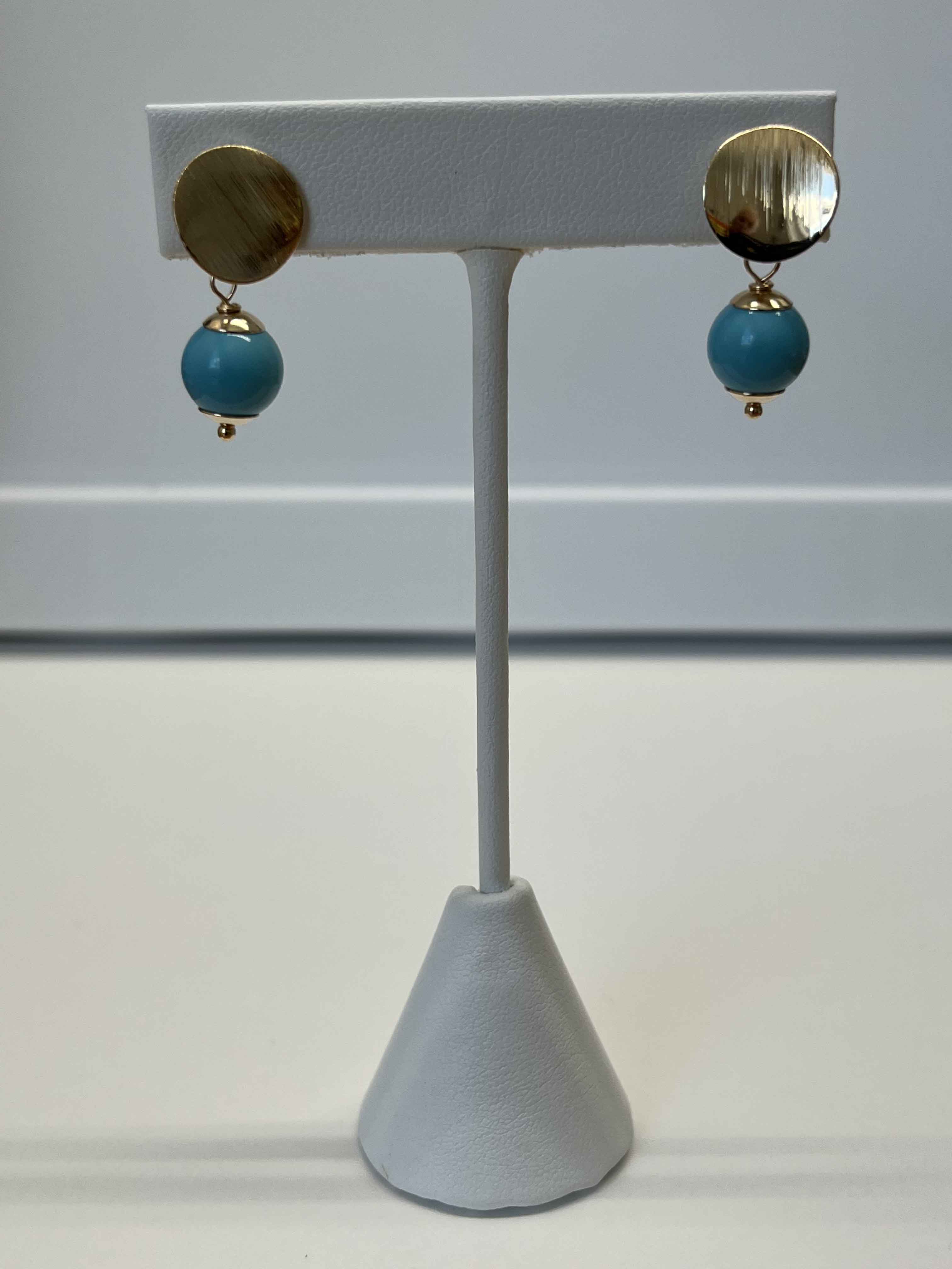 Earrings mallorca pearls gold plated turquoise color - Item # 18308