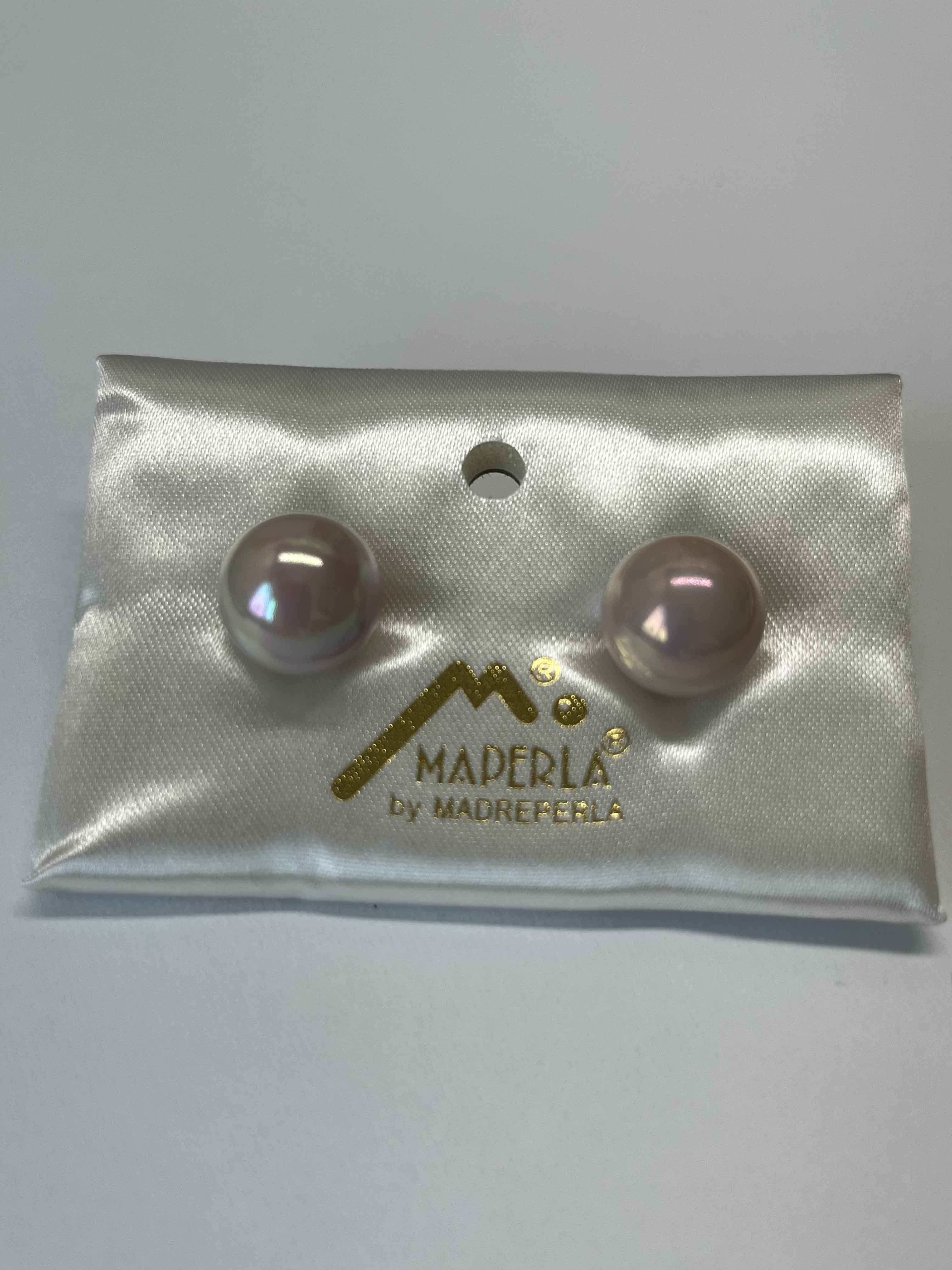 Earrings mallorca pearls rodio plated 14mm pink color - Item # 18337