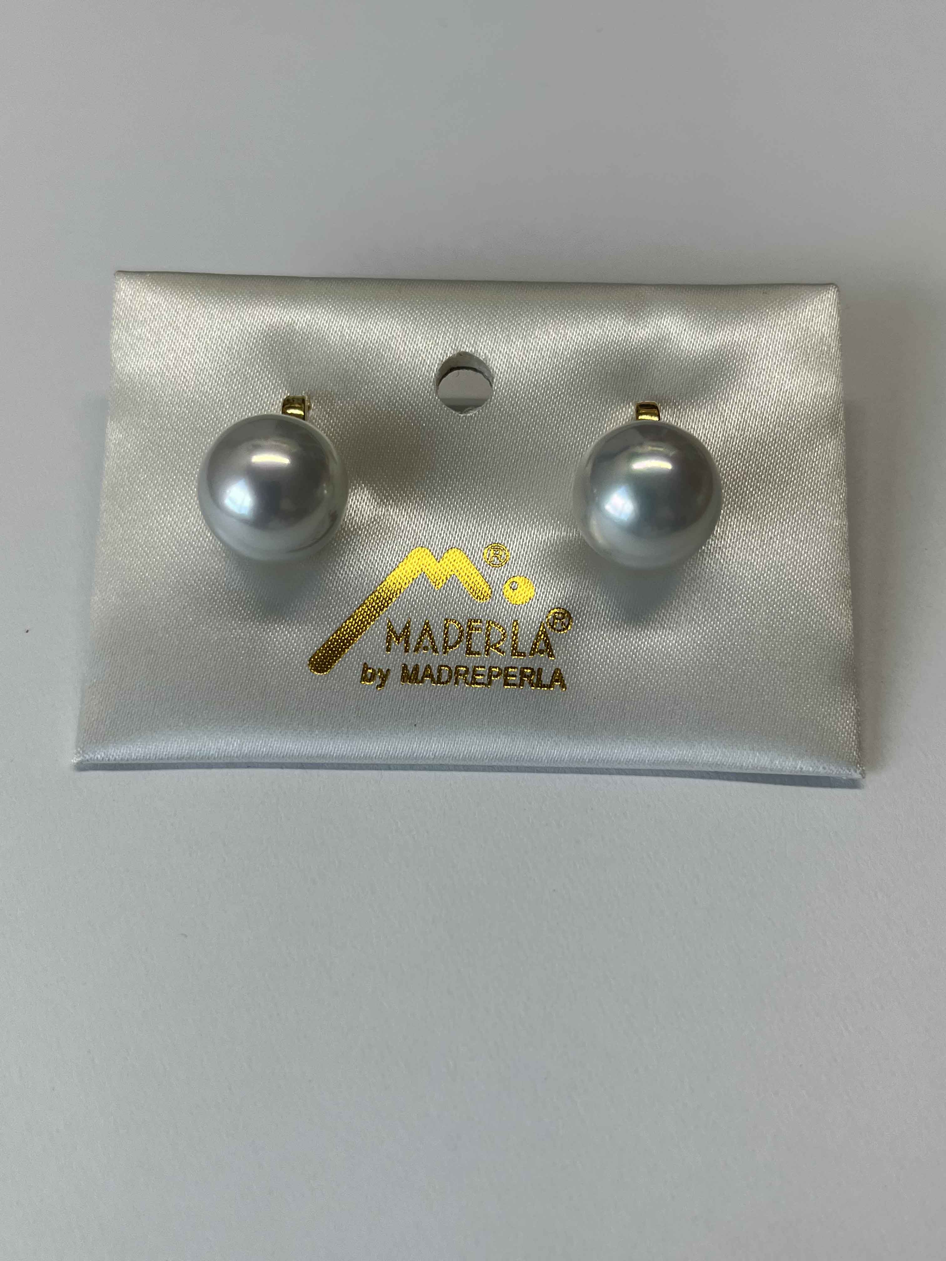 Earrings mallorca pearls gold plated 14mm white ir color - Item # 18353