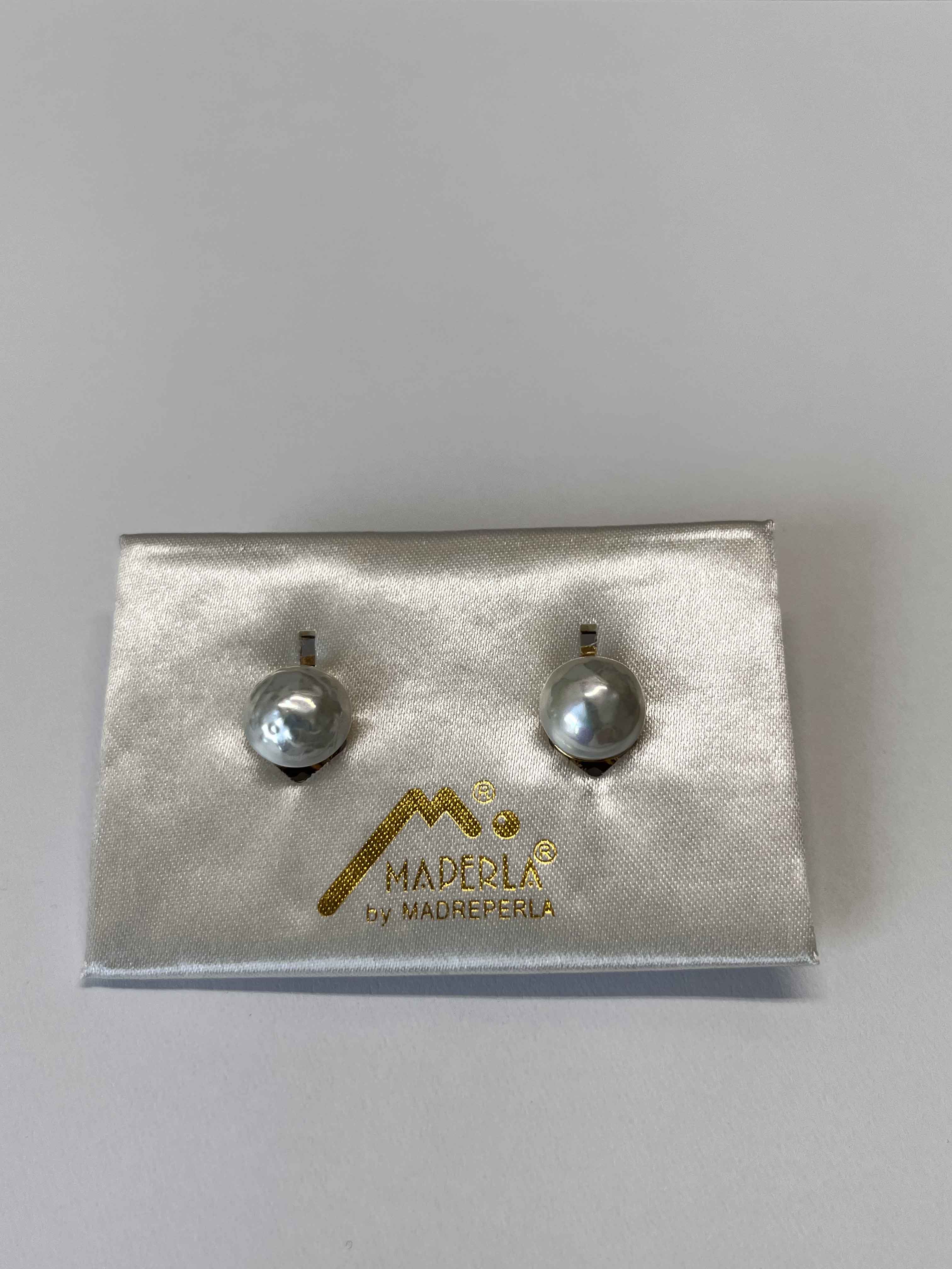 Earrings mallorca pearls gold plated 12mm omega white ir color - Item # 18369