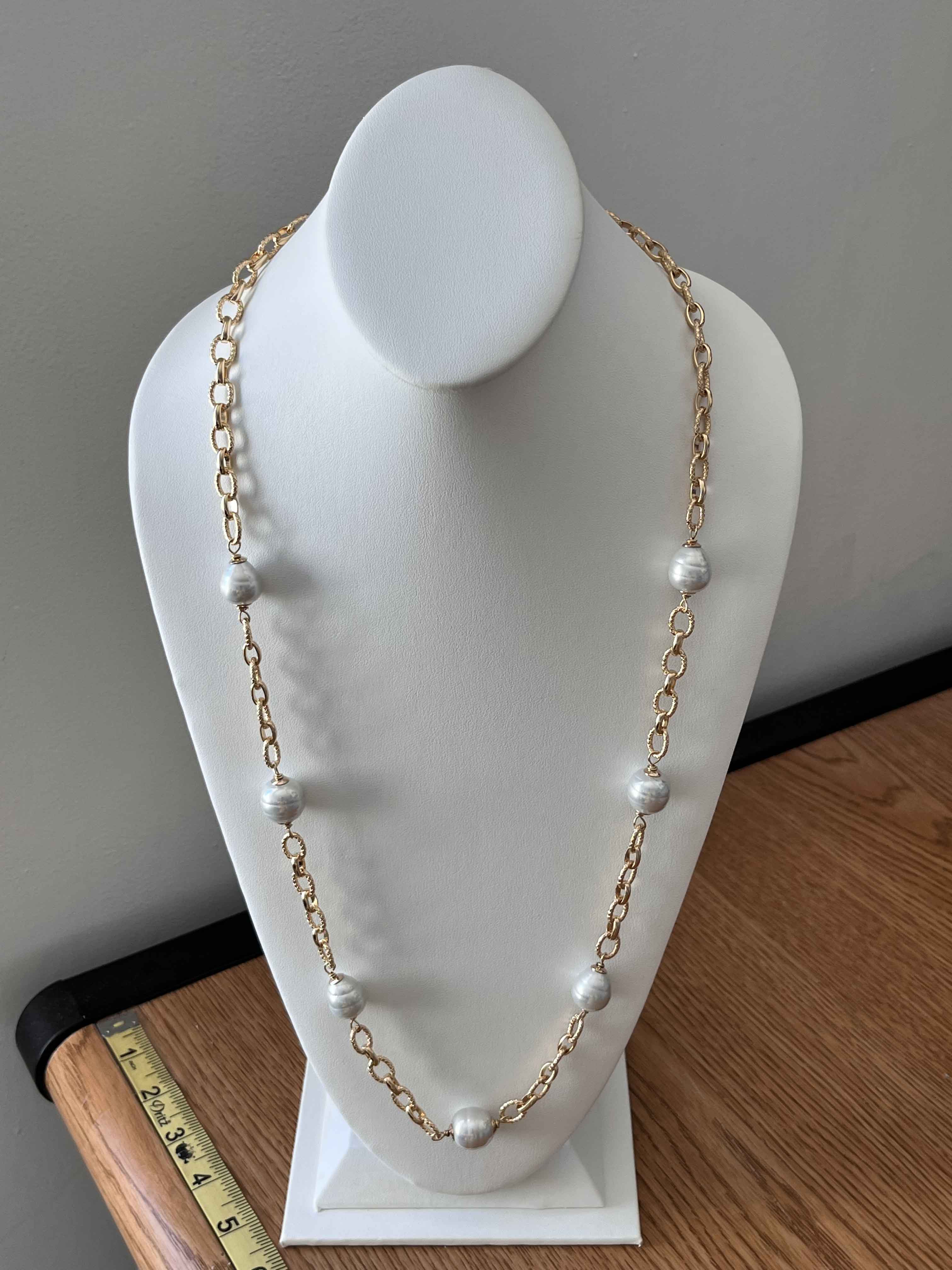 Necklace mallorca pearls gold plated white wir color - Item # 18398