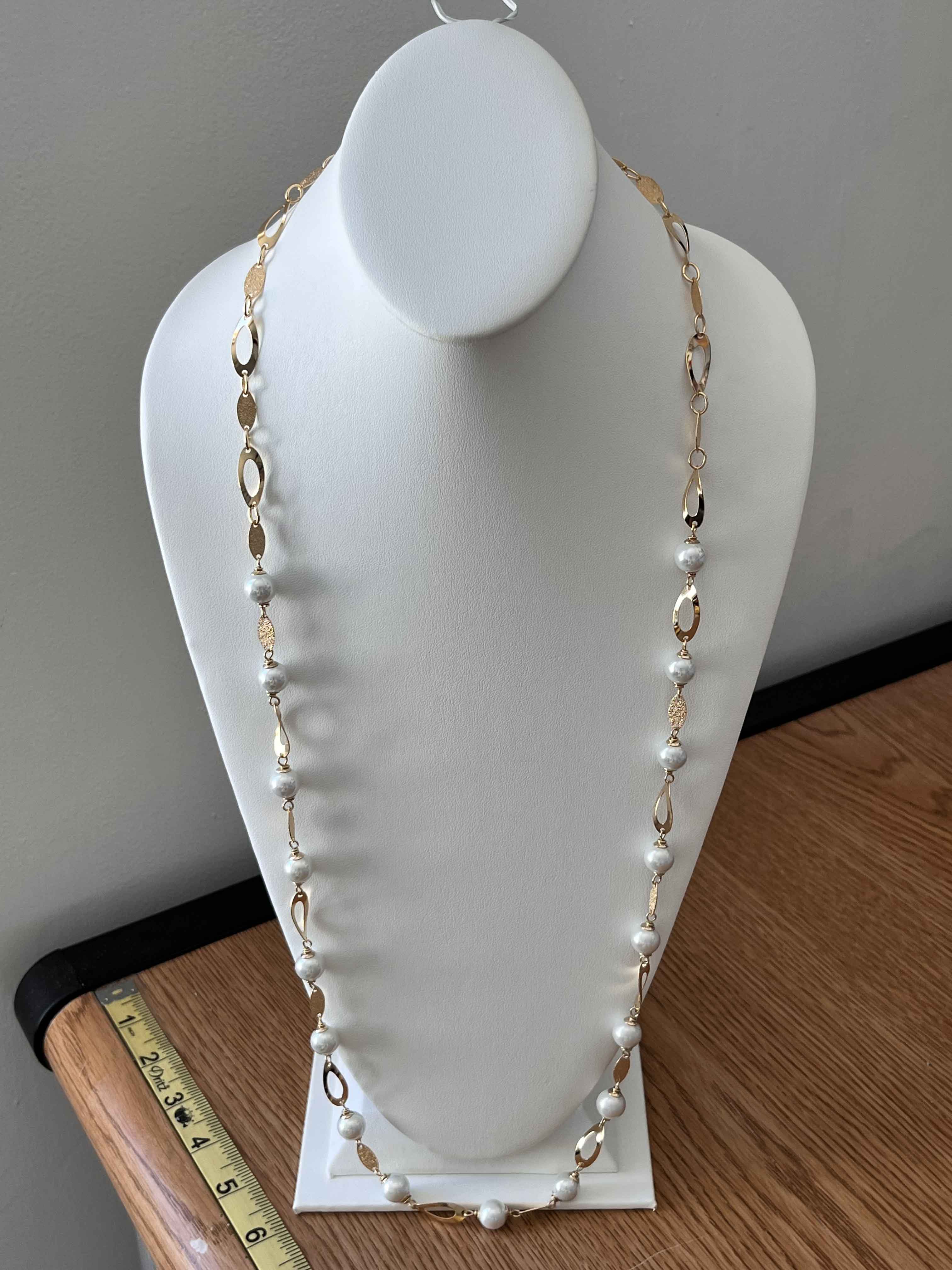 Necklace mallorca pearls gold plated white wir color - Item # 18399