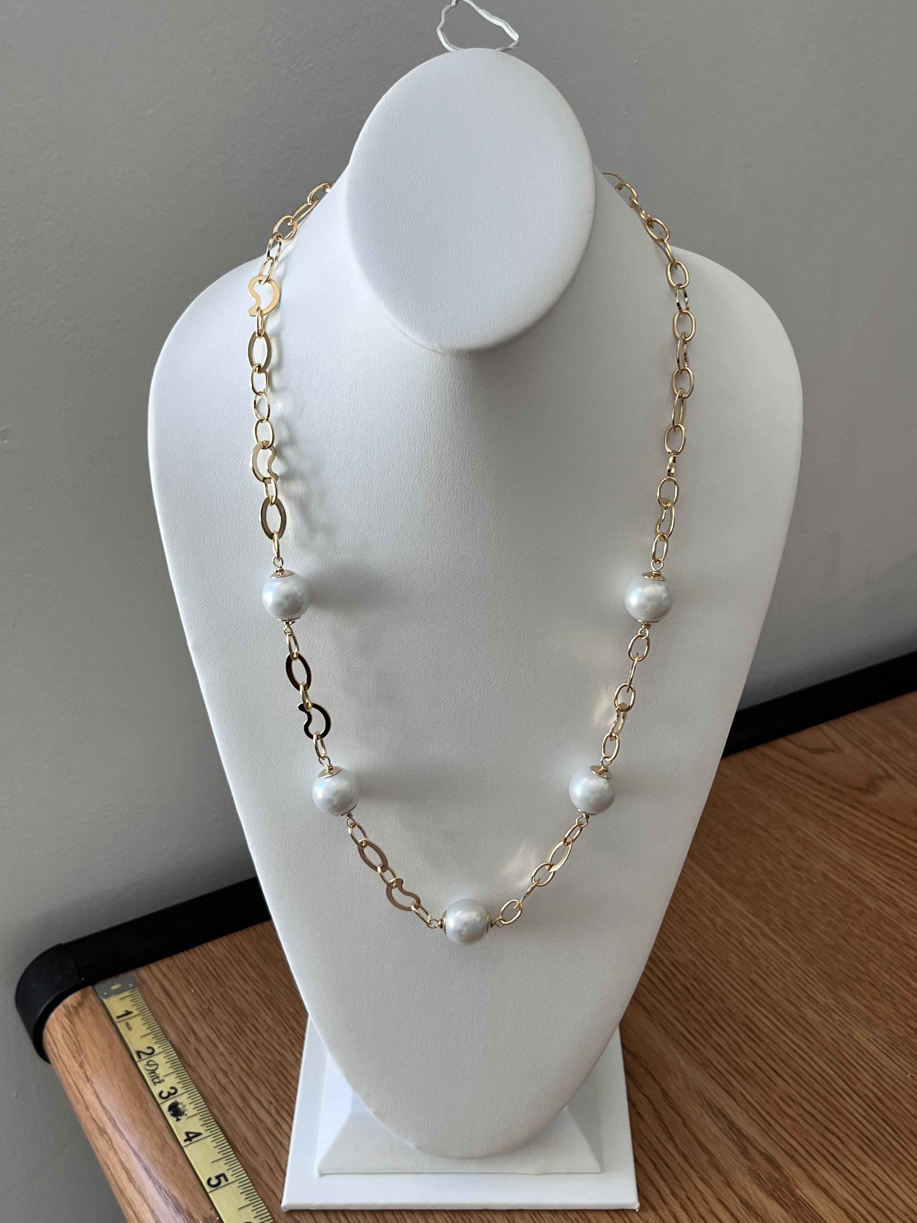 Necklace mallorca pearls gold plated white wir - Item # 18402