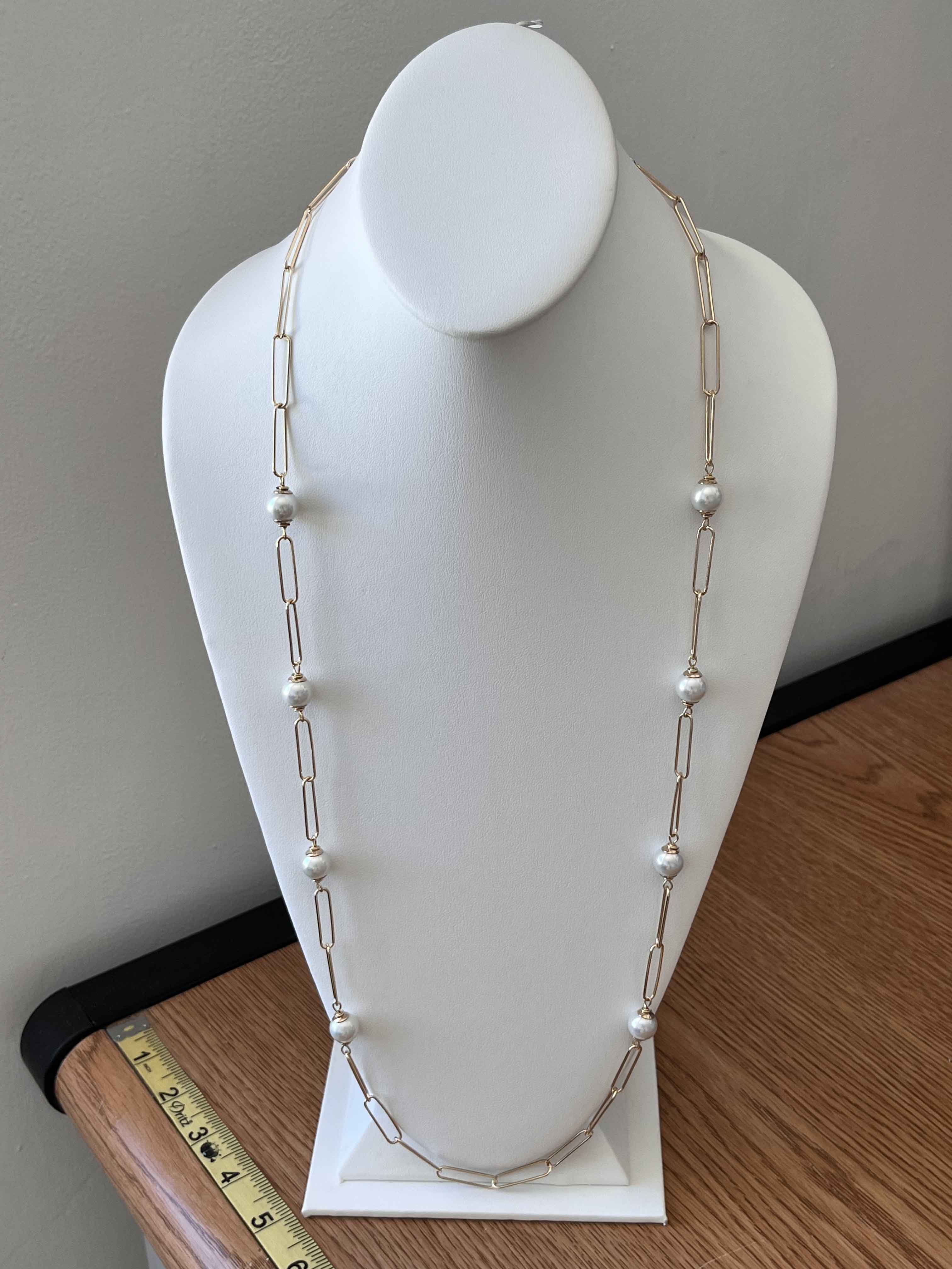 Necklace mallorca pearls gold plated white wir color - Item # 18406