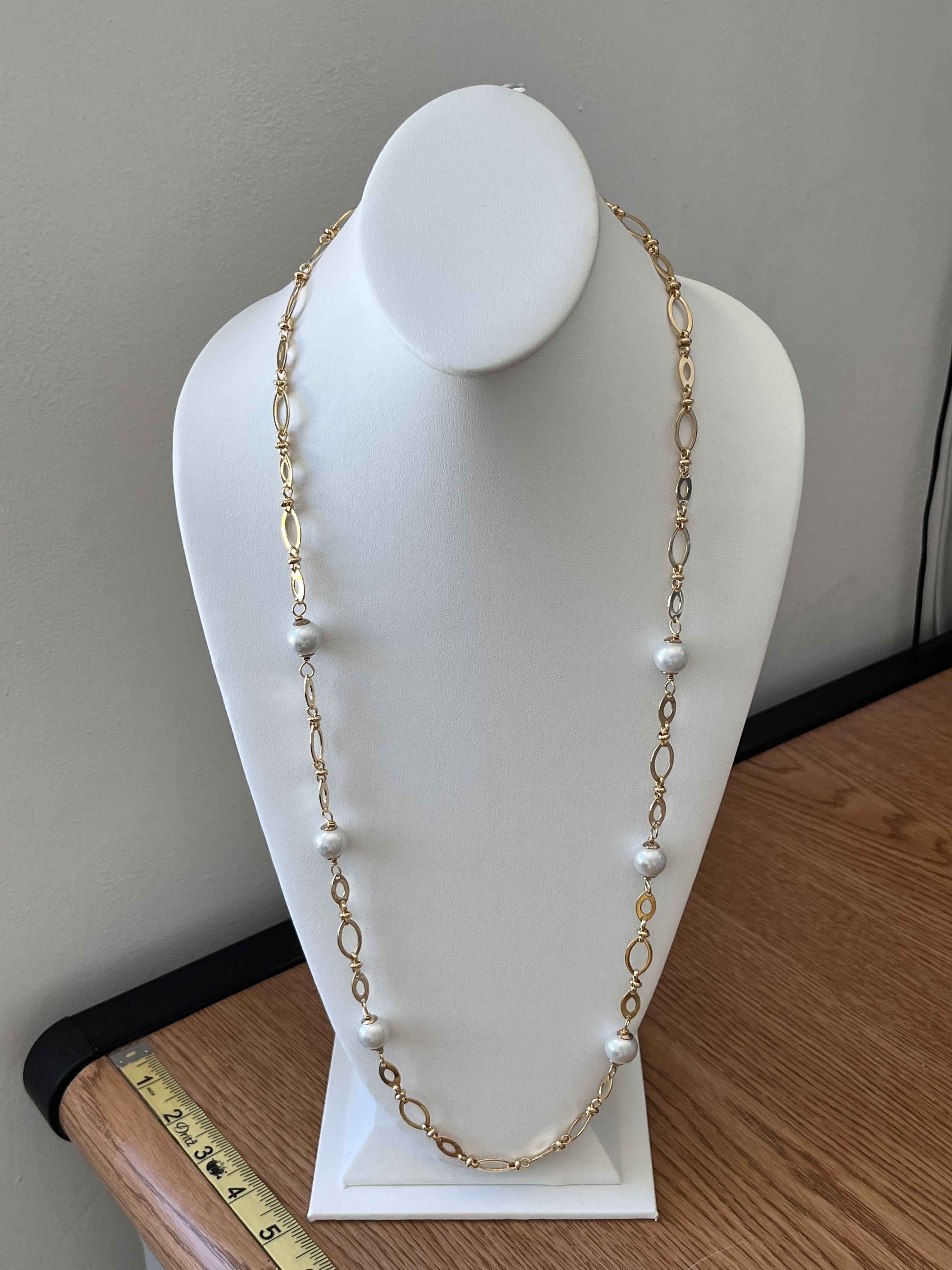 Necklace mallorca pearls gold plated white wir color - Item # 18409