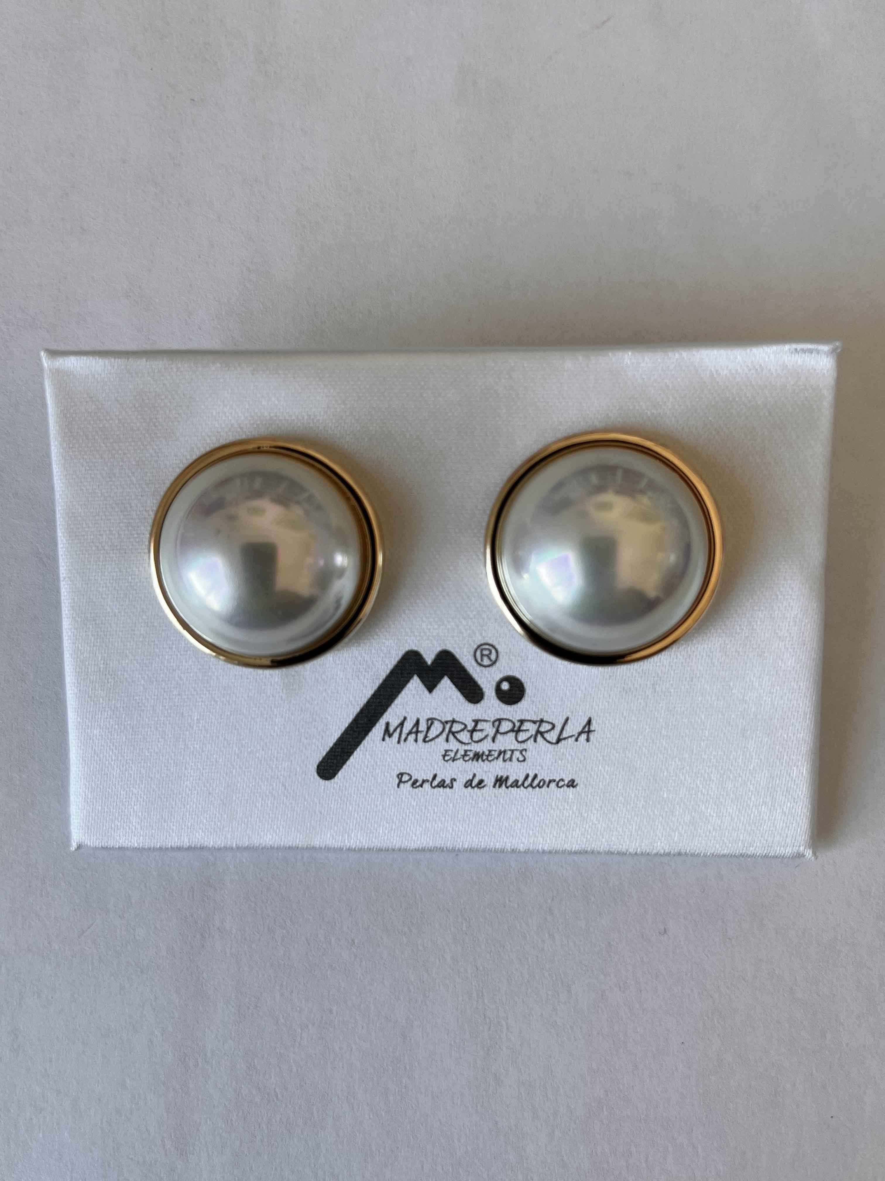 Earrings mallorca pearls gold plated white pearls - Item # 18571