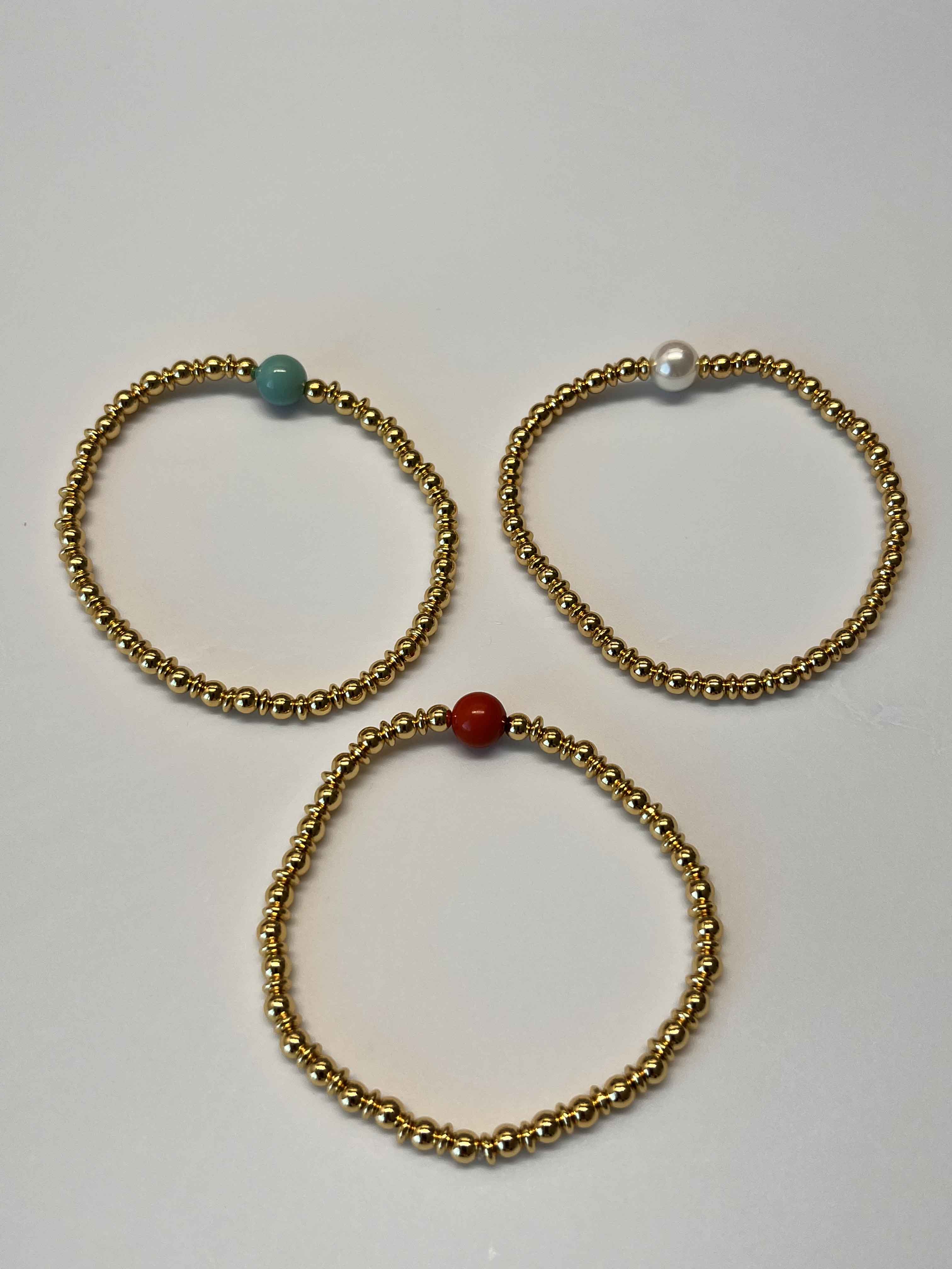 Bracelet mallorca pearls gold plated coral red - Item # 18587