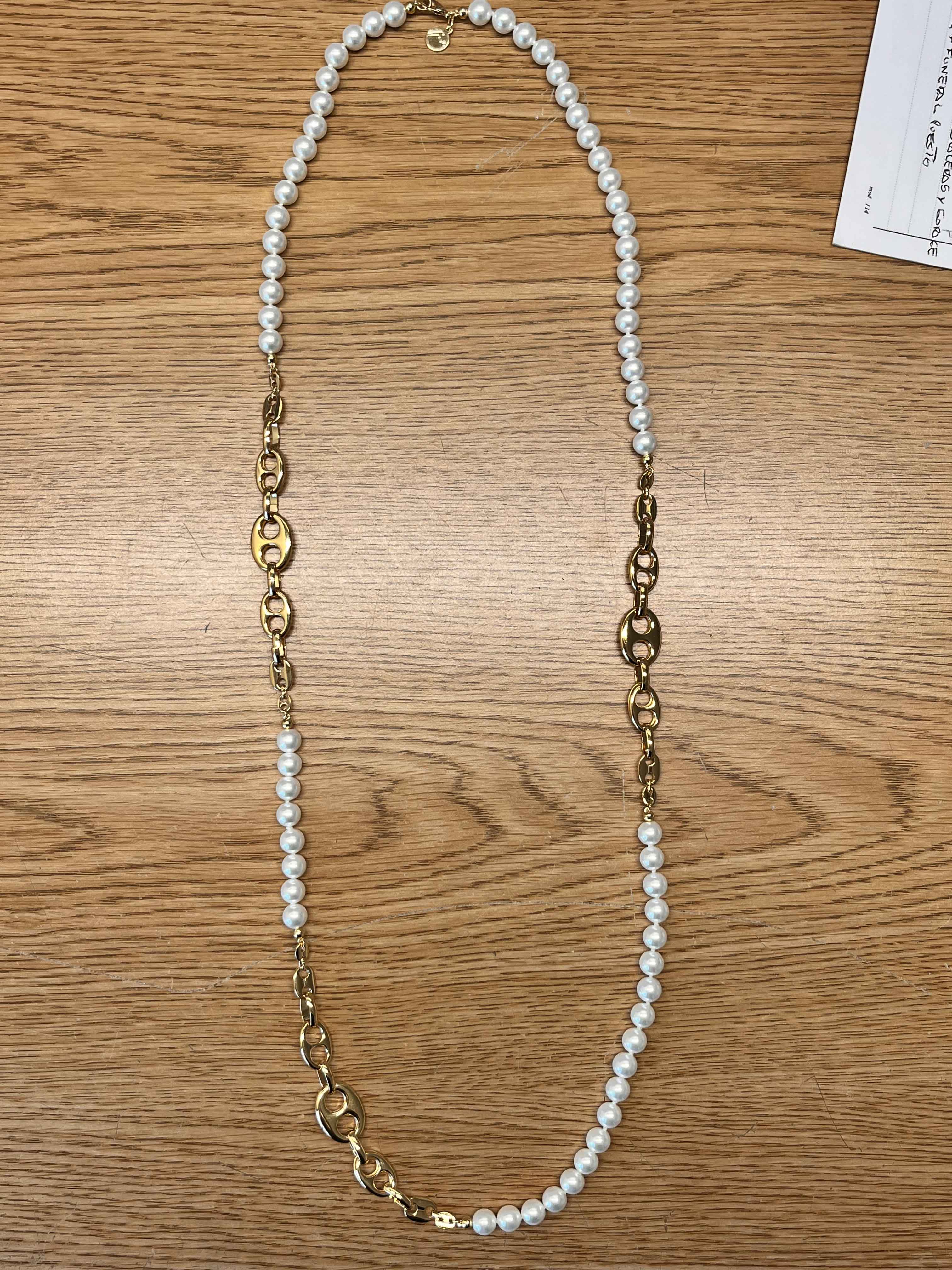 Necklace mallorca pearls gold plated white pearls - Item # 18596