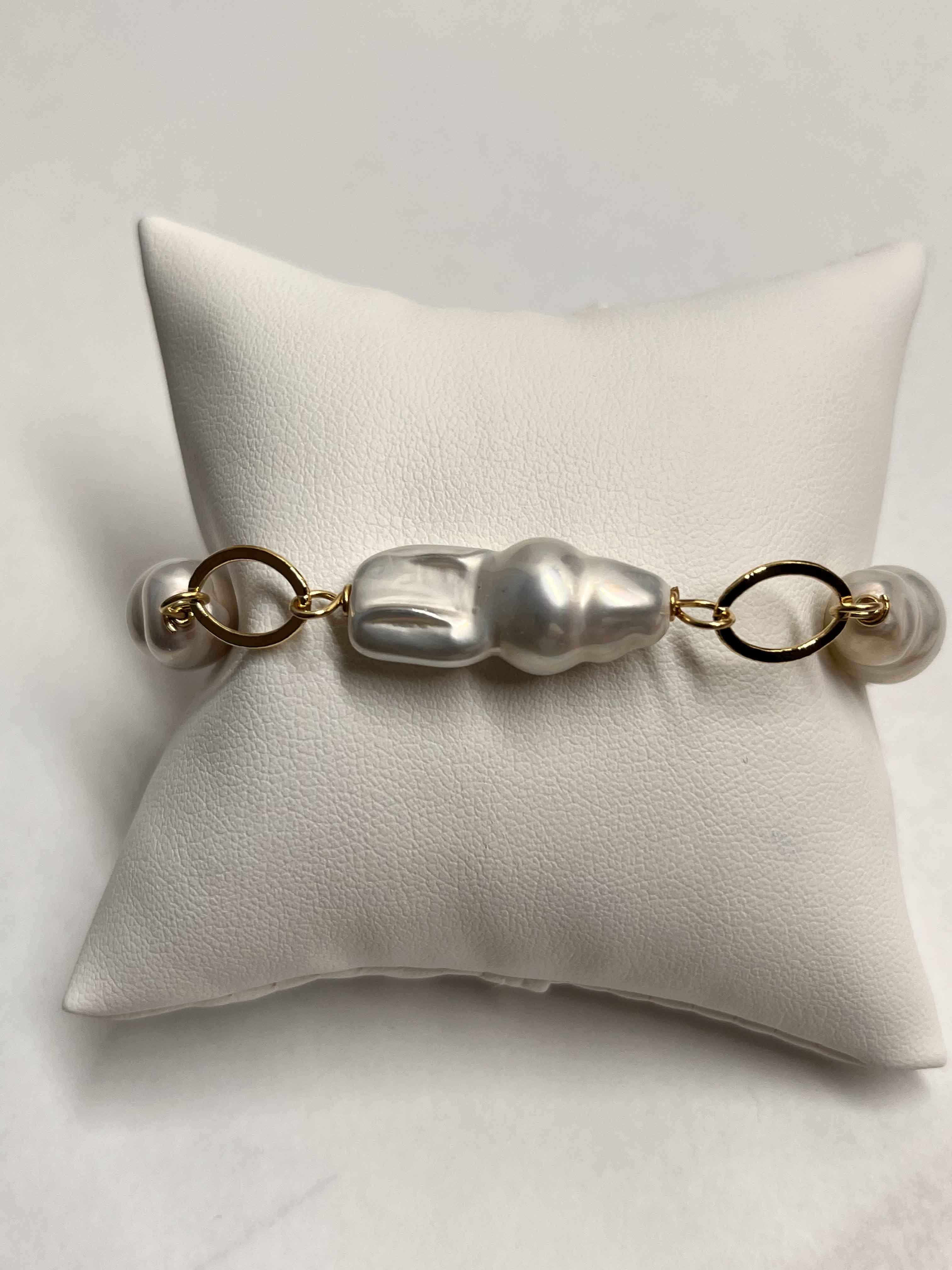 Bracelet mallorca pearls gold plated white pearls - Item # 18603