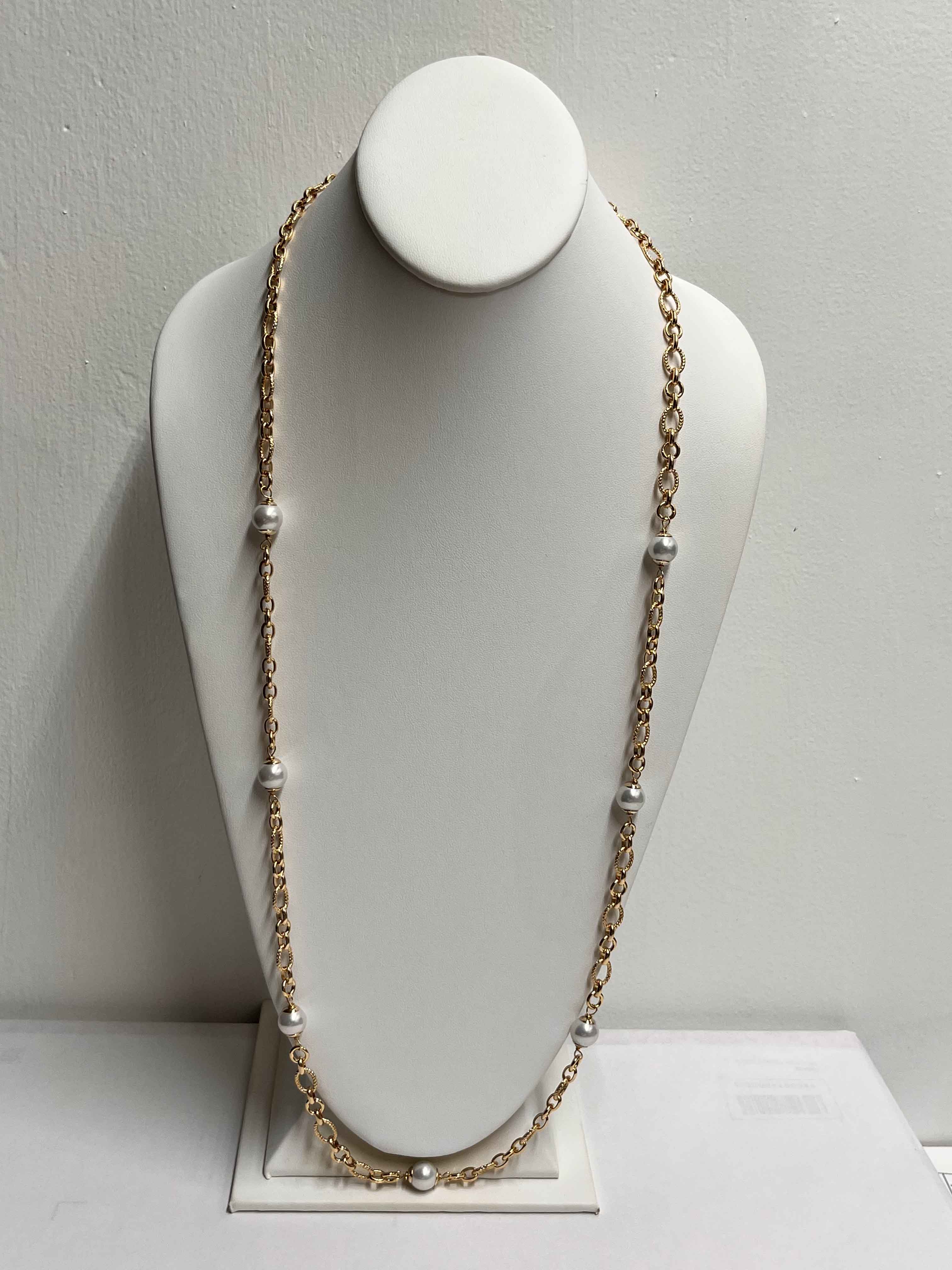 Necklace mallorca pearls gold plated white pearls - Item # 18617